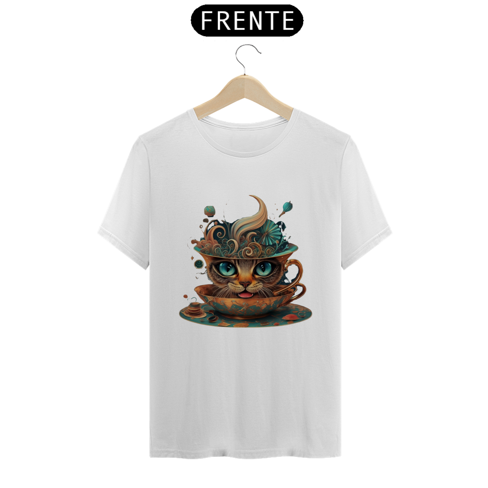 Nome do produto: CAMISETA T-SHIRT CLASSIC, CAT IN THE CUP