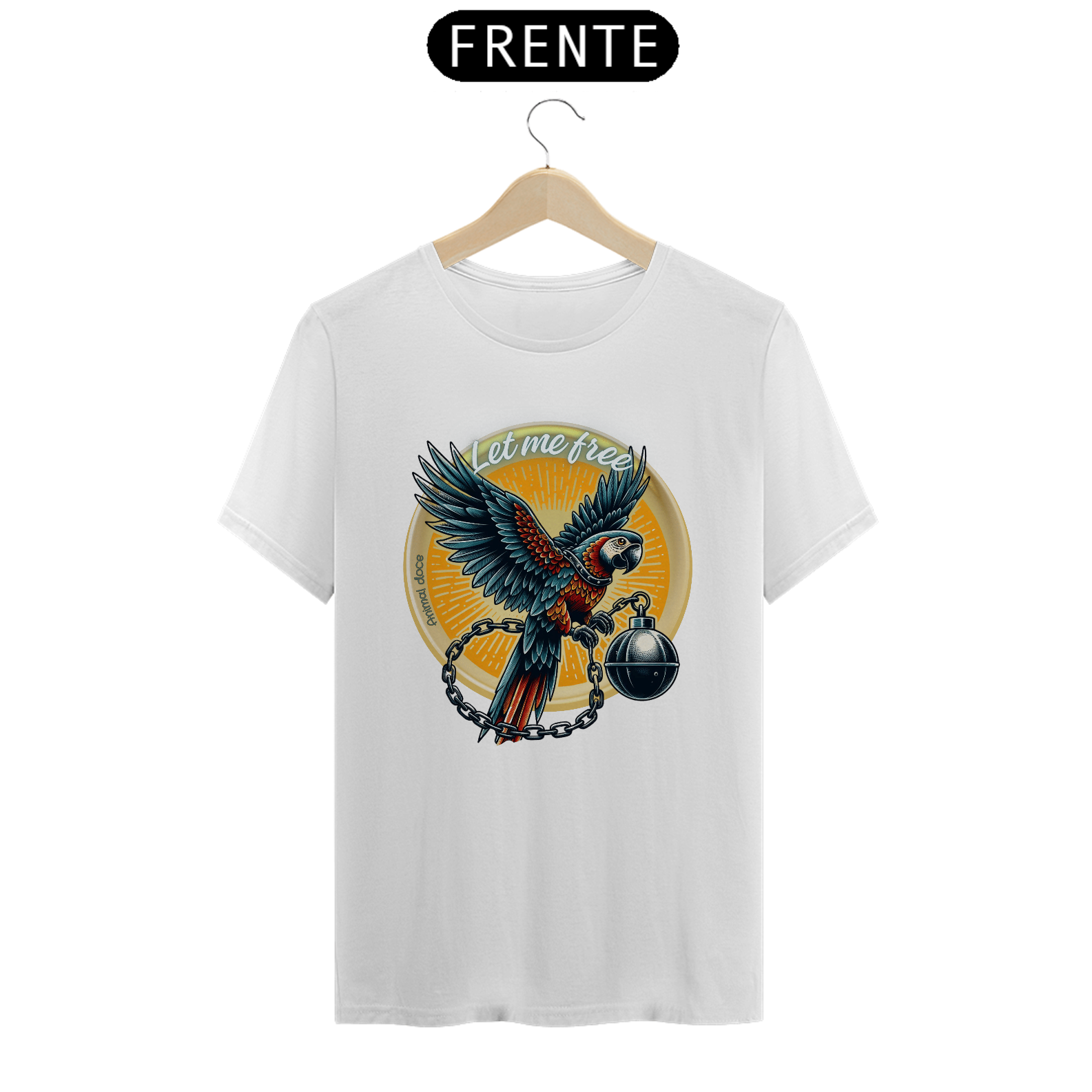 Nome do produto: CAMISETA T-SHIRT CLASSIC ARARA, LET ME FREE