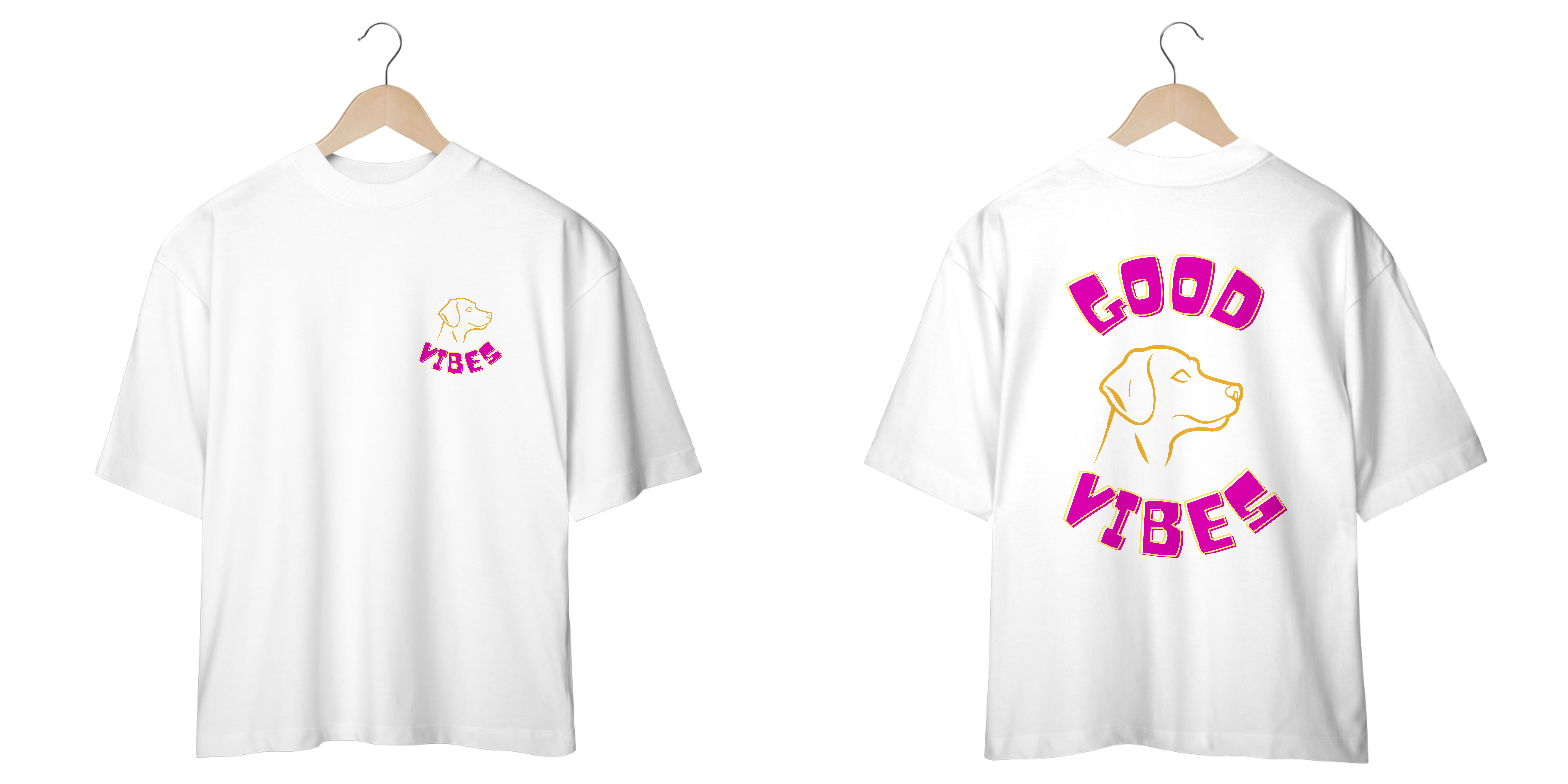 Nome do produto: CAMISETA OVERSIZED FRENTE E COSTAS DOG, GOOD VIBES