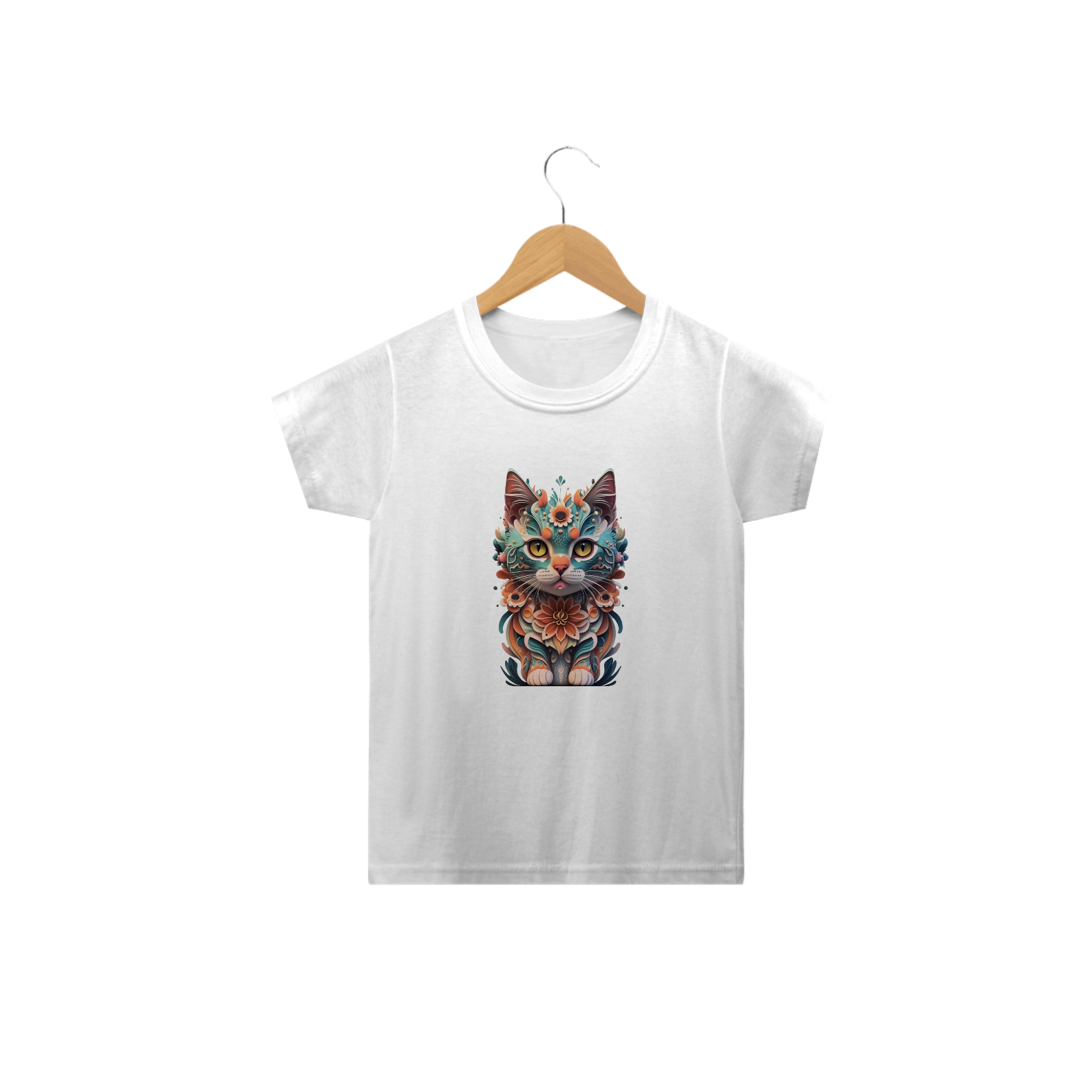 Nome do produto: CAMISETA CLASSIC INFANTIL, COLORFUL CAT-2 A 14 ANOS