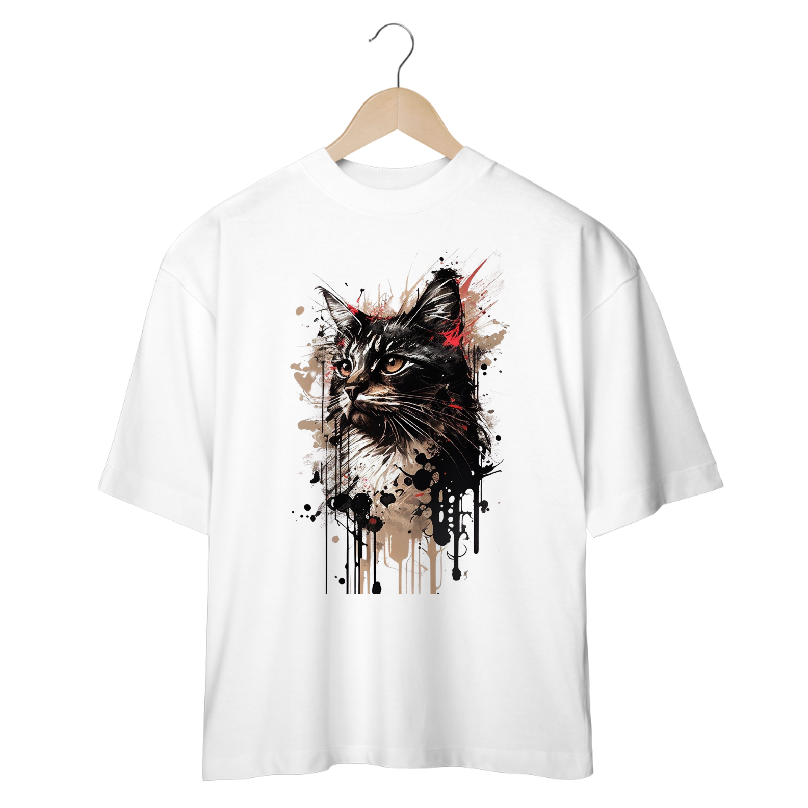 Nome do produto: CAMISETA OVERSIZED, CAT POP ART