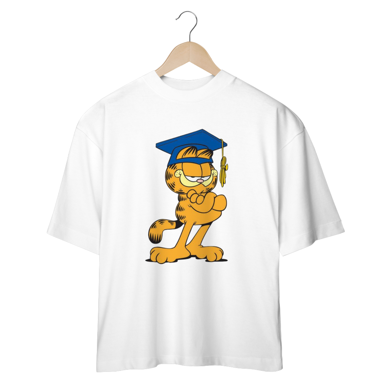 Nome do produto: CAMISETA OVERSIZED, CAT GARFIELD FORMATURA