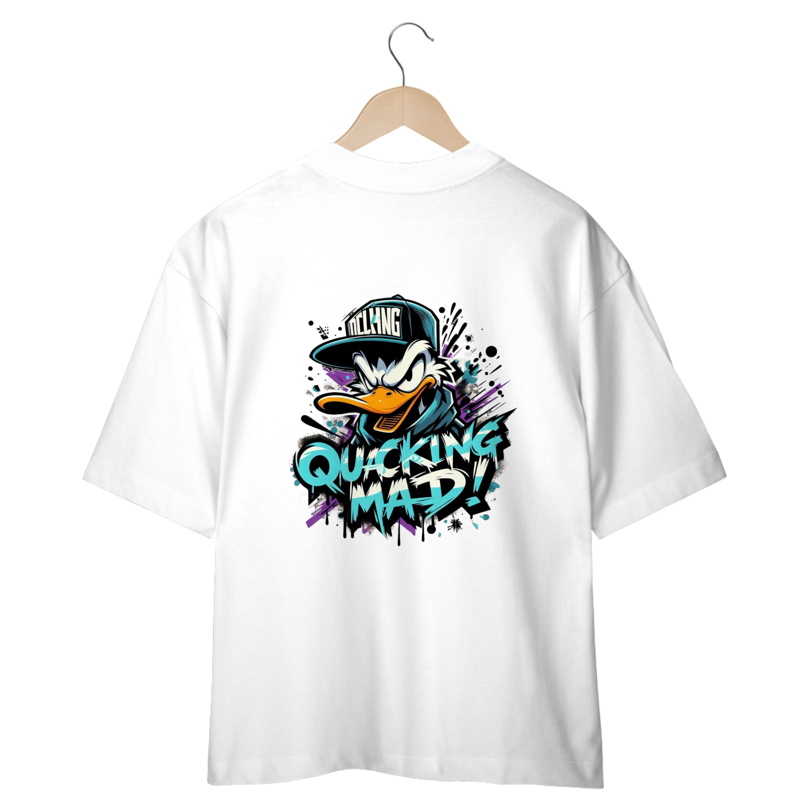 Nome do produto: CAMISETA OVERSIZED COSTAS, DUCK QUACKING MAD