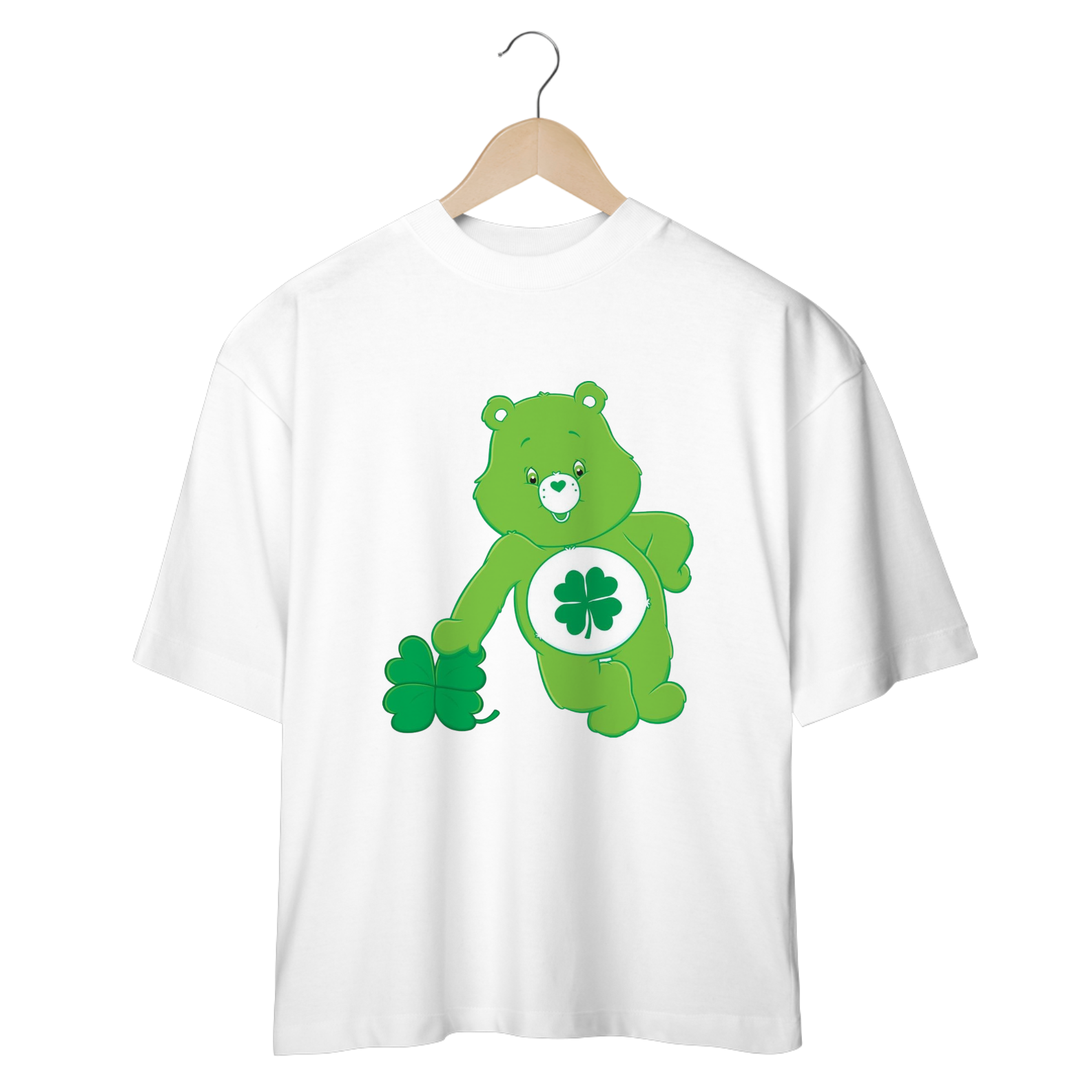 Nome do produto: CAMISETA OVERSIZED, URSINHO TREVO DA SORTE