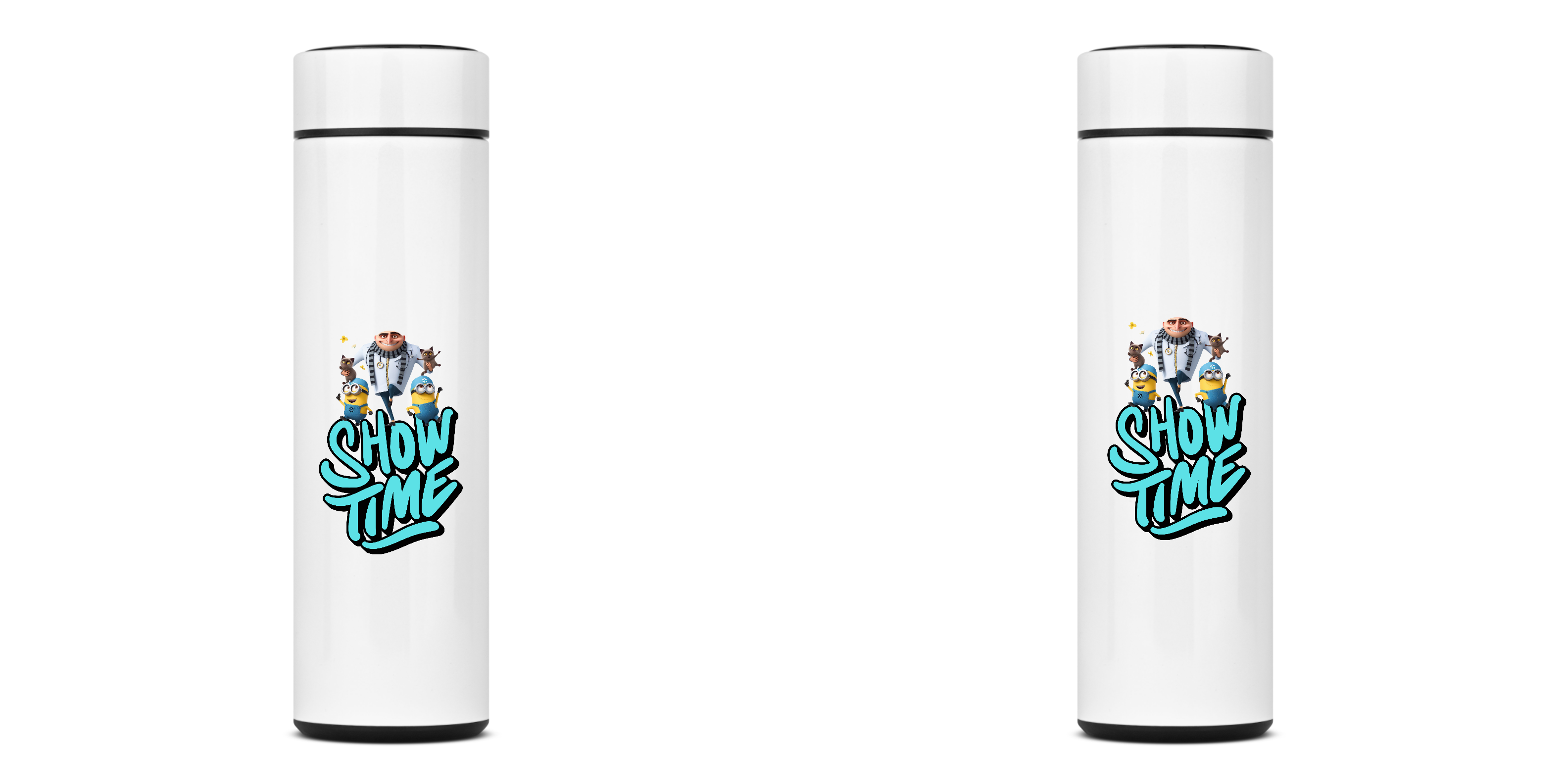 Nome do produto: GARRAFA TÉRMICA SHOW TIME, AÇO INOXIDÁVEL 40OML, FRENTE E VERSO
