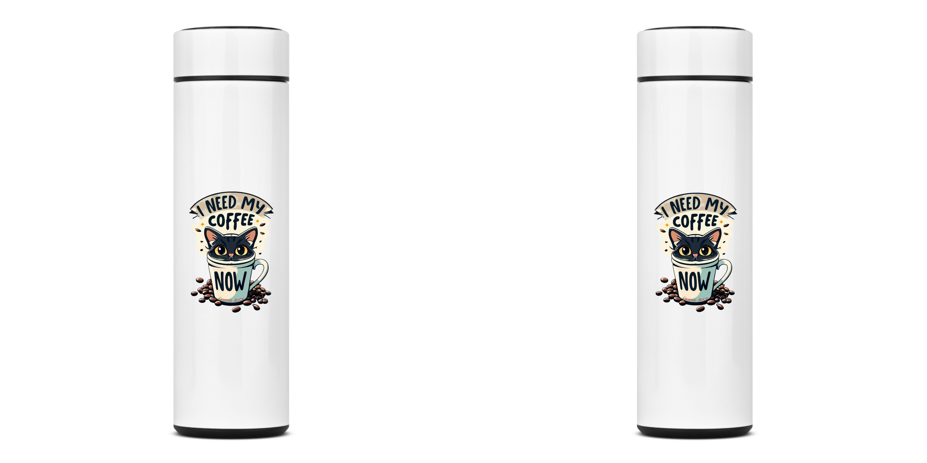 Nome do produto: GARRAFA TÉRMICA CAT COFFEE,  AÇO INOXIDÁVEL 40OML, FRENTE E VERSO