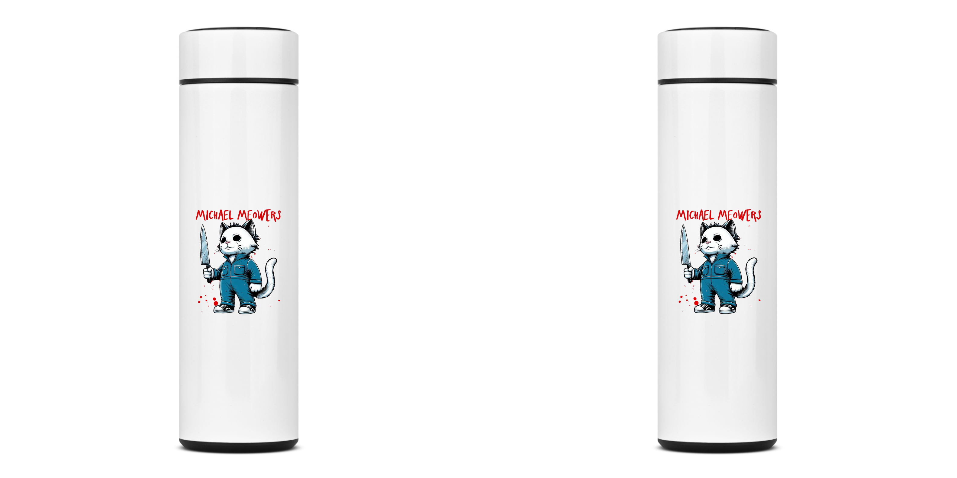 Nome do produto: GARRAFA TÉRMICA CAT MICHAEL, AÇO INOXIDÁVEL 40OML, FRENTE E VERSO
