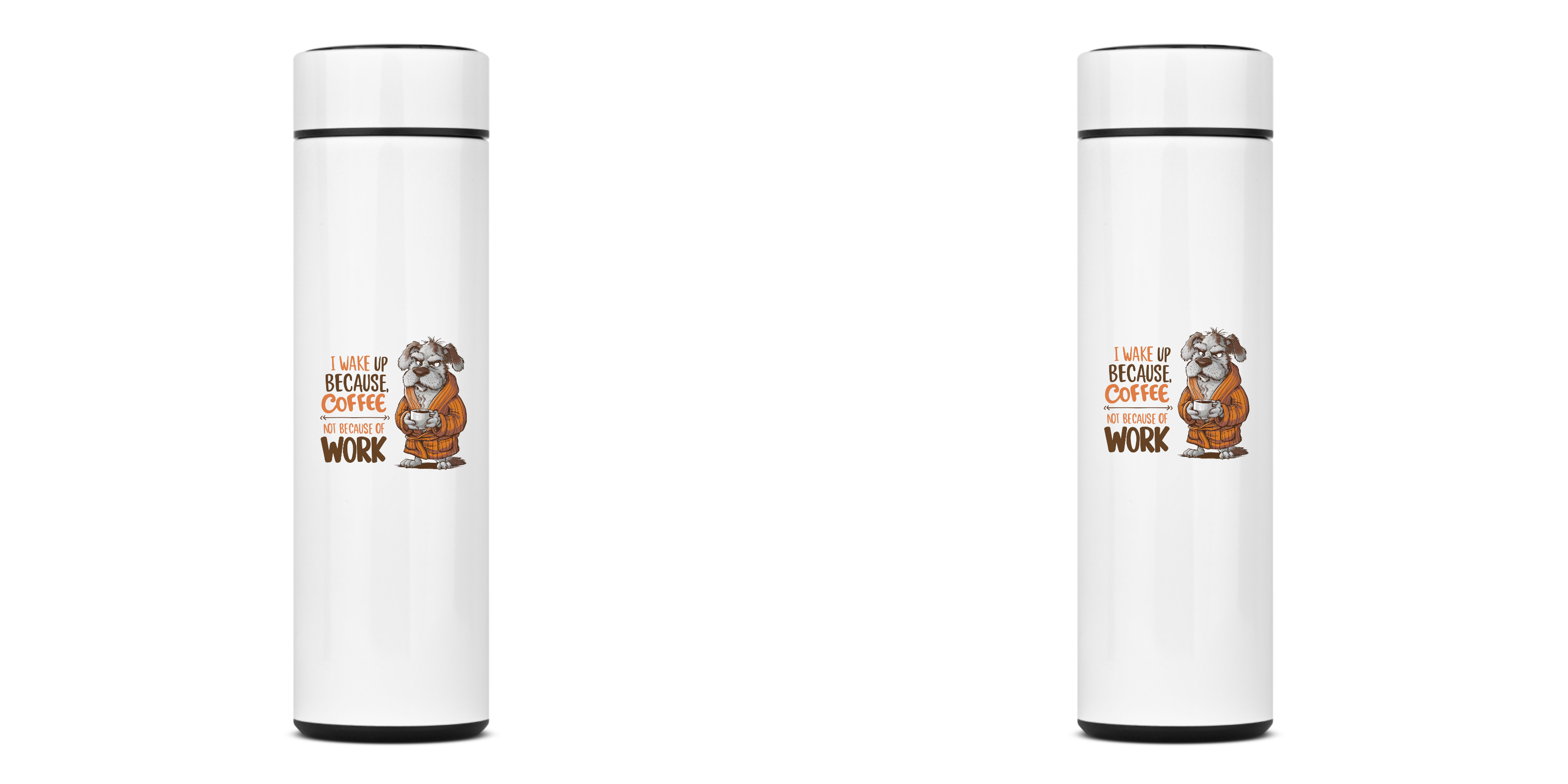 Nome do produto: GARRAFA TÉRMICA DOG COFFEE, AÇO INOXIDÁVEL 40OML, FRENTE E VERSO