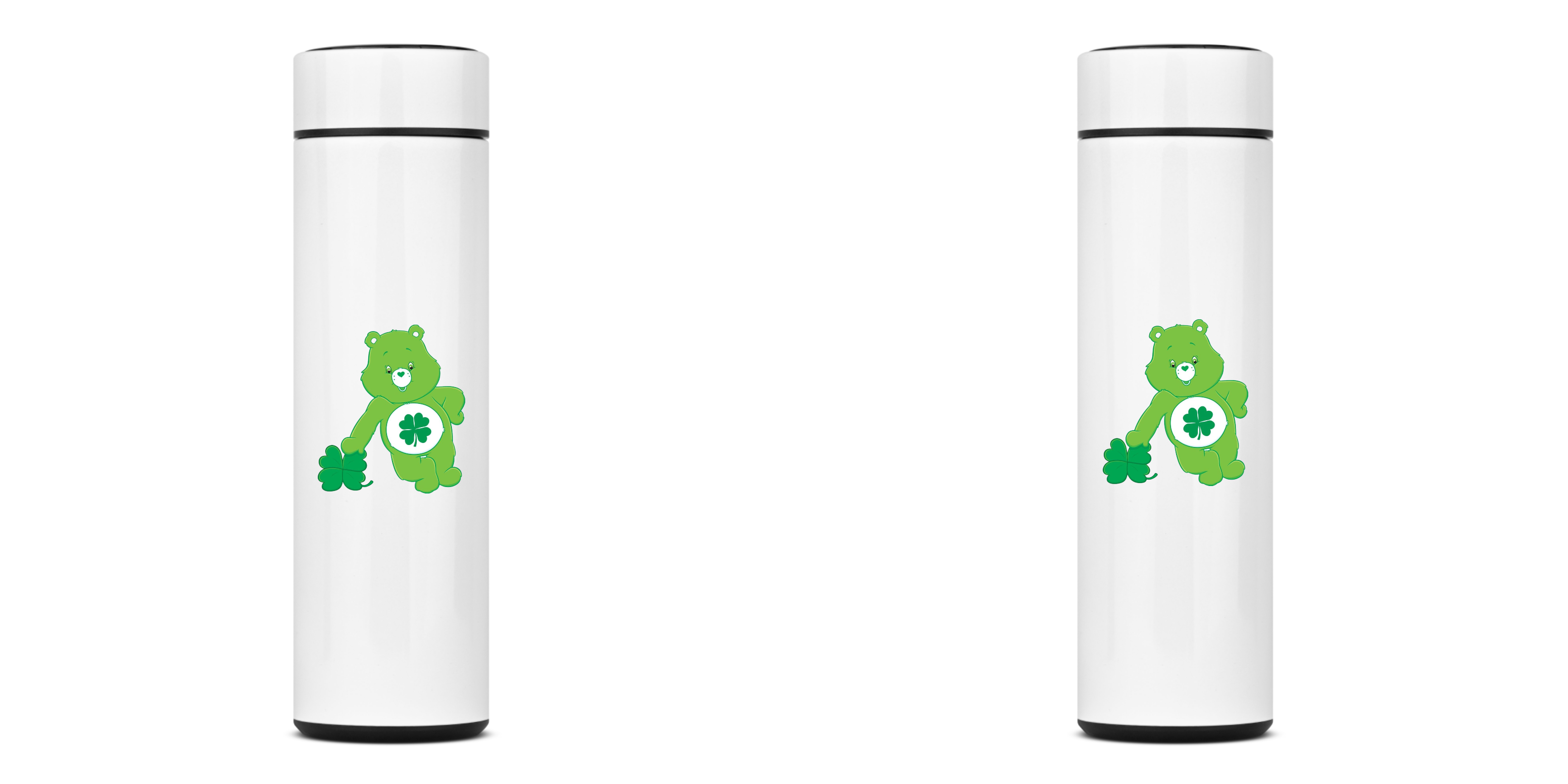 Nome do produto: GARRAFA TÉRMICA URSINHO TREVO, AÇO INOXIDÁVEL 400ML FRENTE E VERSO 