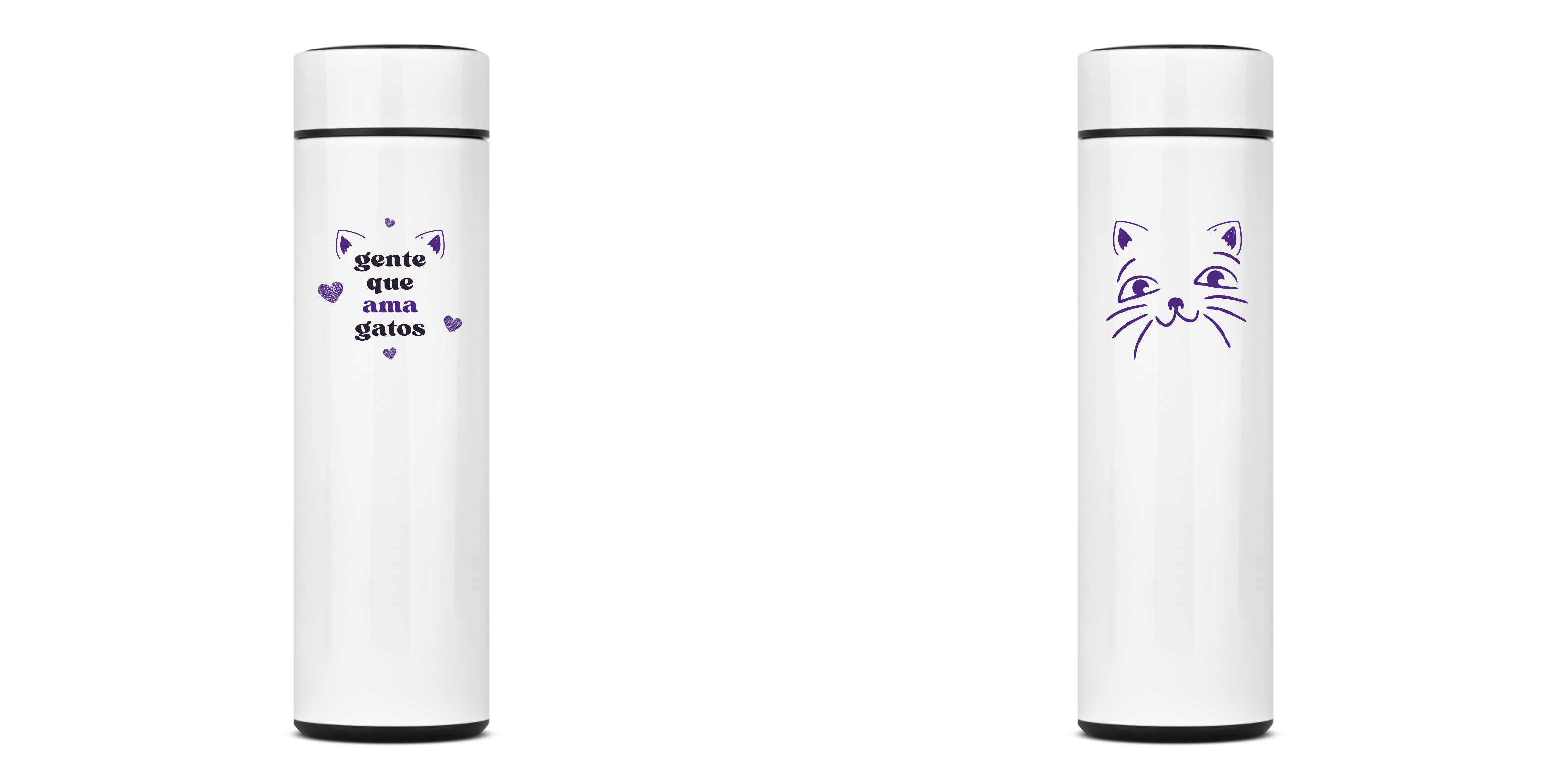Nome do produto: GARRAFA TÉRMICA CAT FRASE, AÇO INOXIDÁVEL 40OML, FRENTE E VERSO
