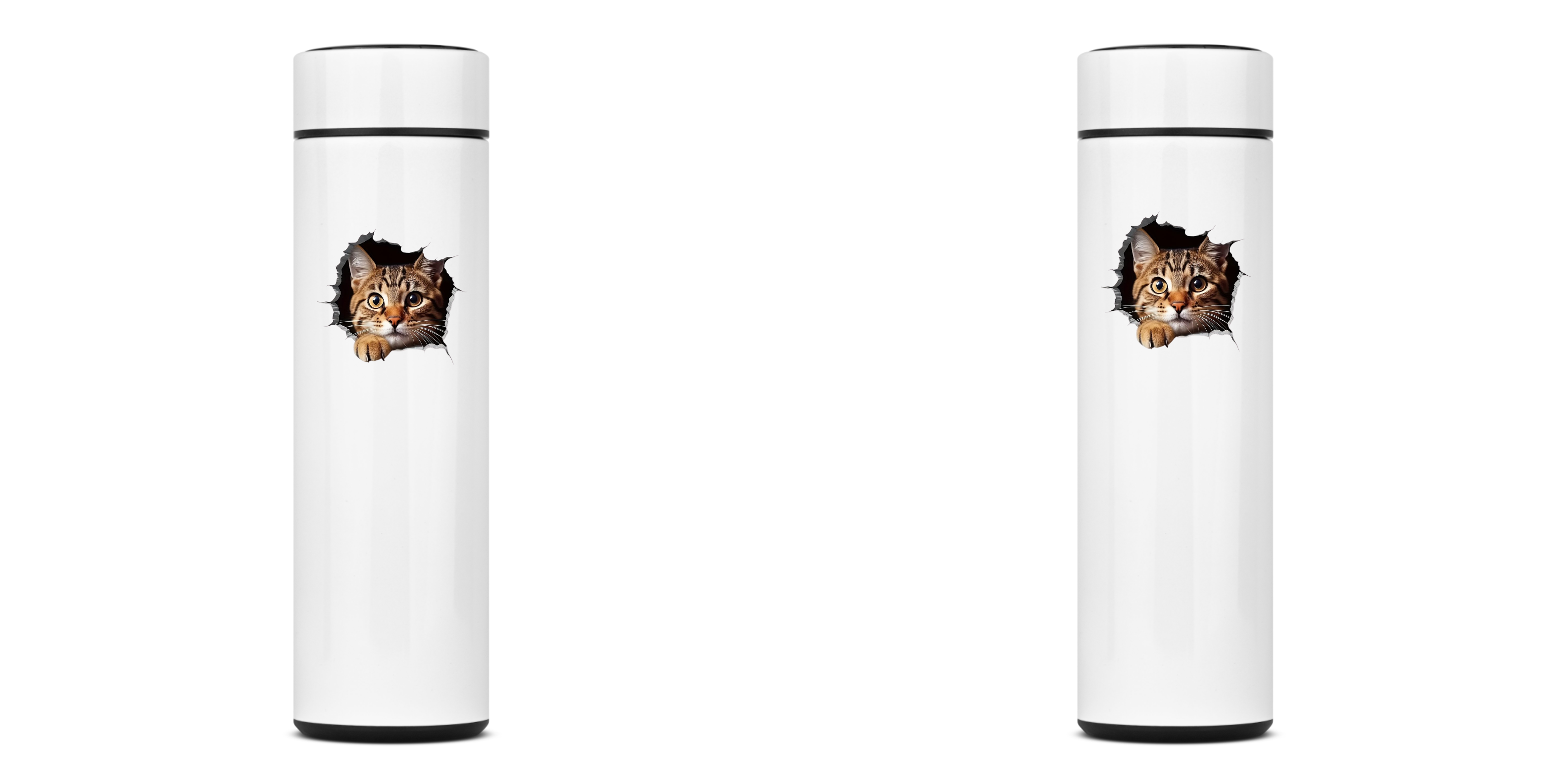 Nome do produto: GARRAFA TÉRMICA CAT, AÇO INOXIDÁVEL 40OML FRENTE E VERSO