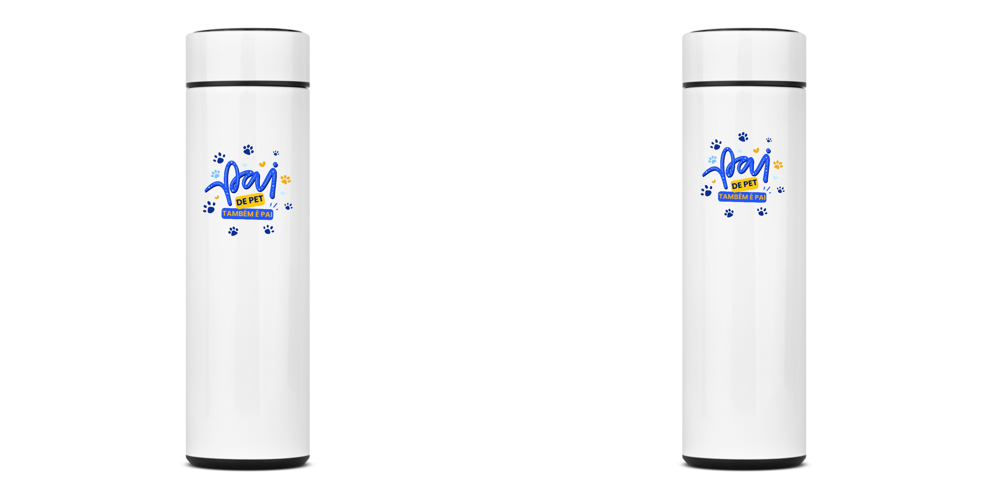 Nome do produto: GARRAFA TÉRMICA PAI DE PET, AÇO INOXIDÁVEL 40OML, FRENTE E VERSO