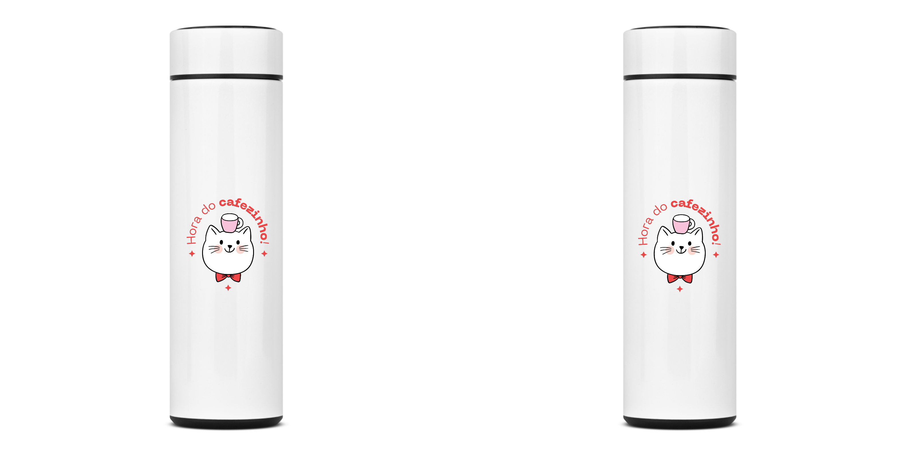 Nome do produto: GARRAFA TÉRMICA CAT COFFEE, AÇO INOXIDÁVEL 40OML, FRENTE E VERSO