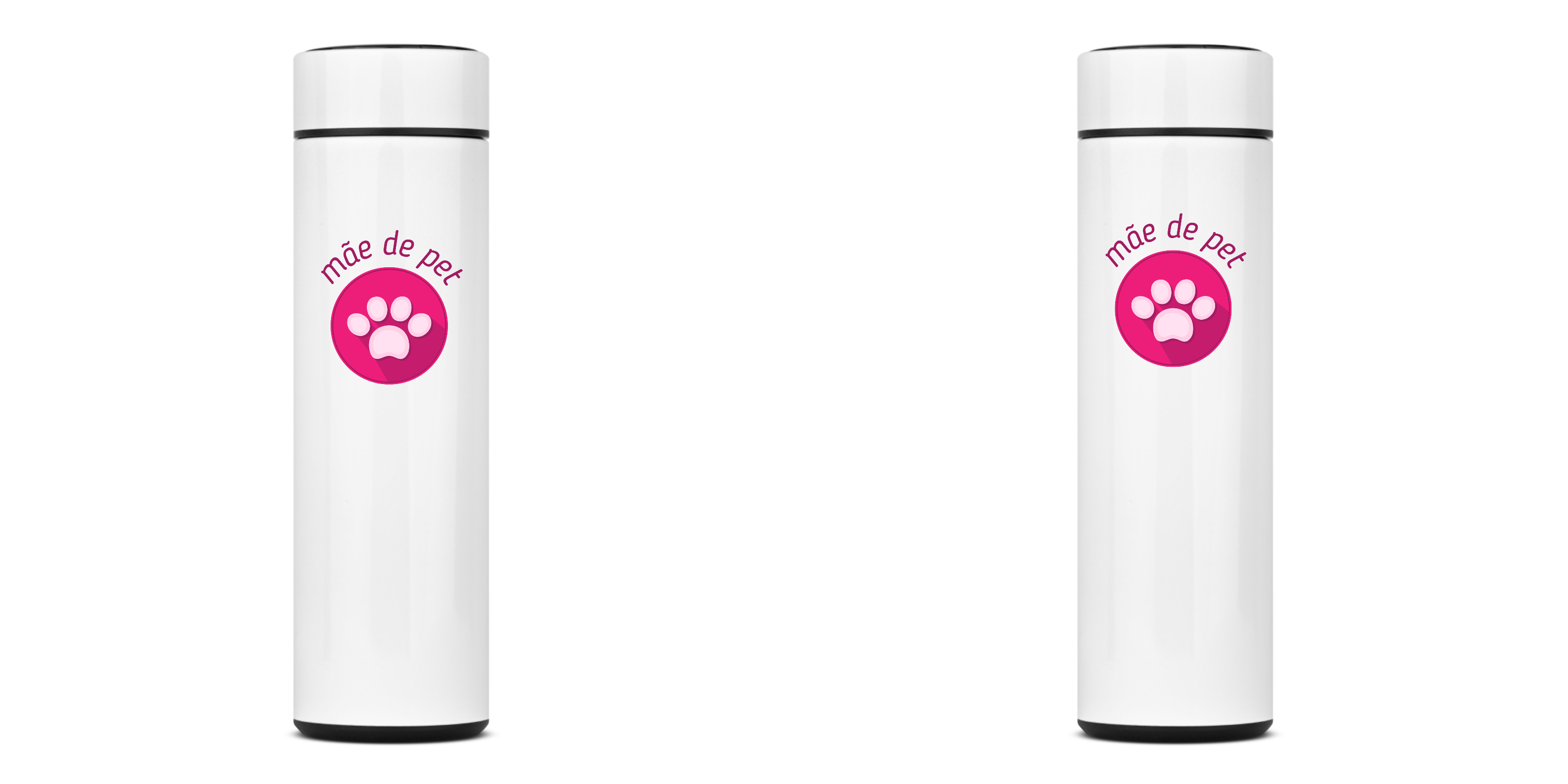 Nome do produto: GARRAFA TÉRMICA MÃE DE PET, AÇO INOXIDÁVEL 40OML, FRENTE E VERSO