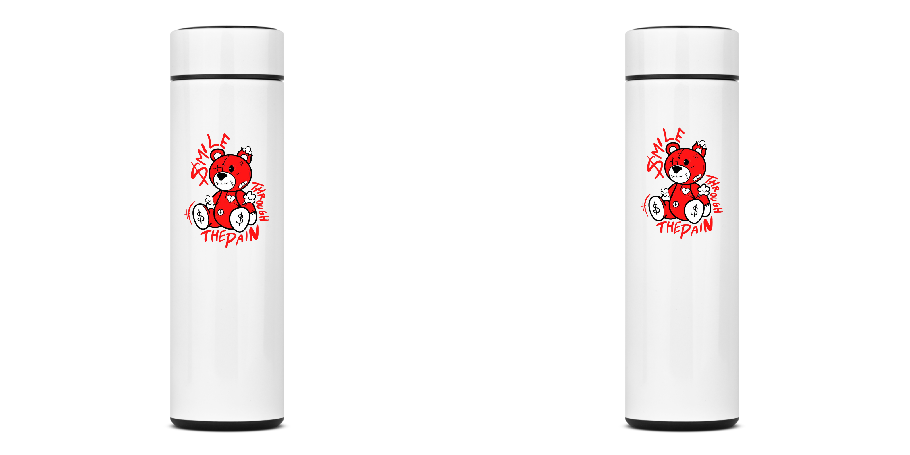 Nome do produto: GARRAFA TÉRMICA URSO HARD BEAR, AÇO INOXIDÁVEL 40OML, FRENTE E VERSO