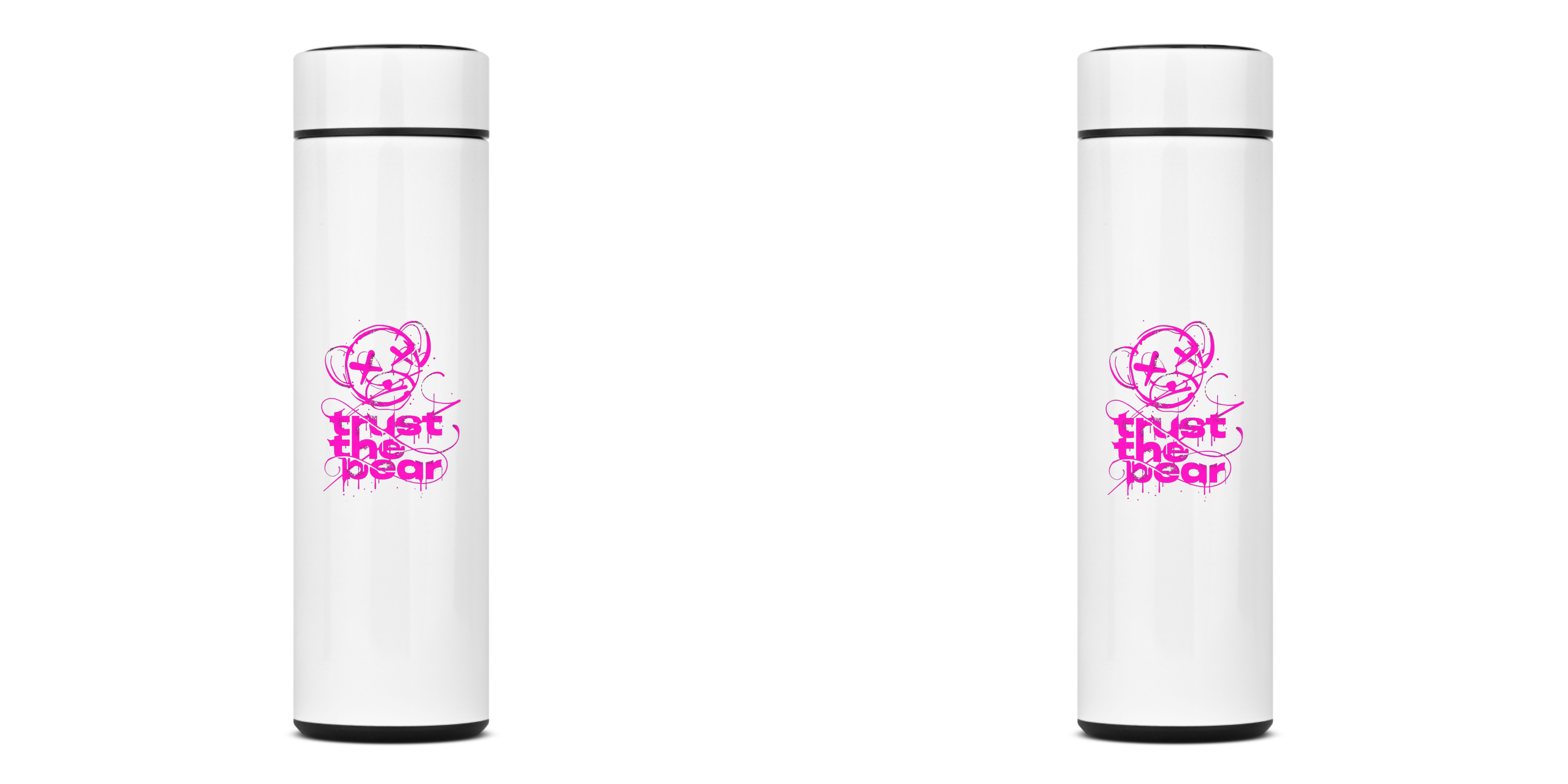 Nome do produto: GARRAFA TÉRMICA URSO TRUST THE BEAR, AÇO INOXIDÁVEL 40OML, FRENTE E VERSO