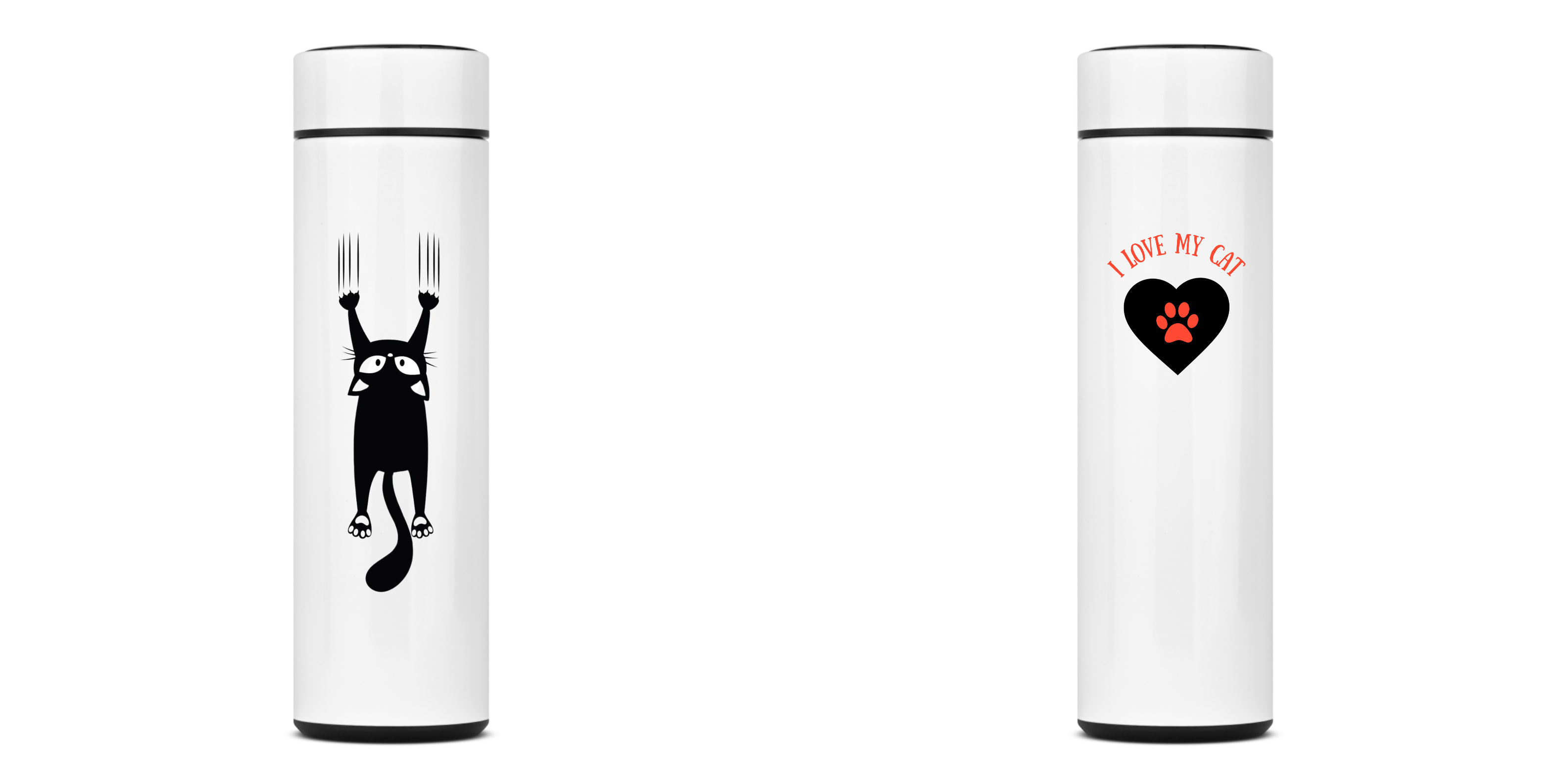 Nome do produto: GARRAFA TÉRMICA I LOVE MY CAT, AÇO INOXIDÁVEL 40OML, FRENTE E VERSO