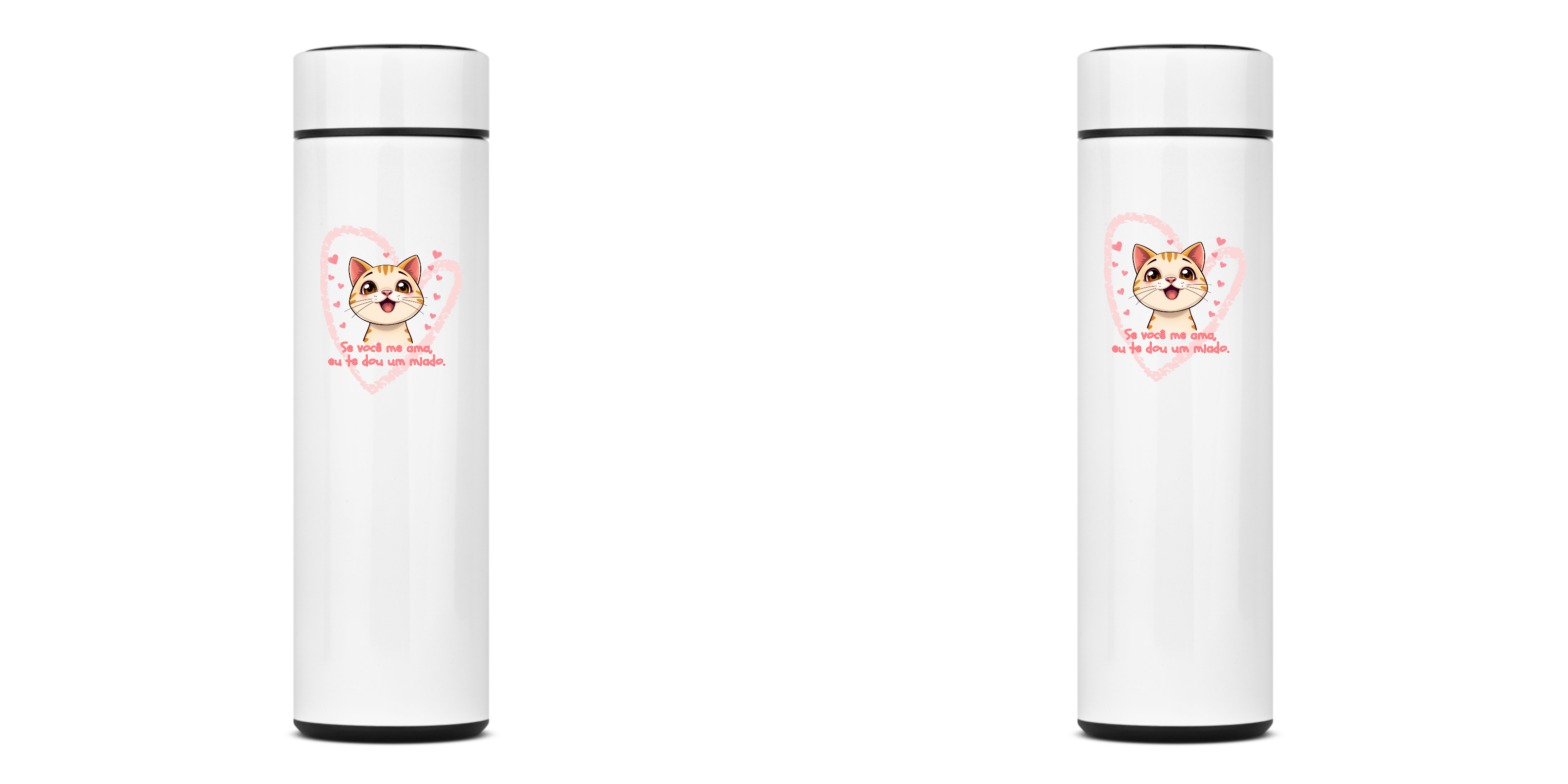 Nome do produto: GARRAFA TÉRMICA CAT FRASE, AÇO INOXIDÁVEL 40OML, FRENTE E VERSO