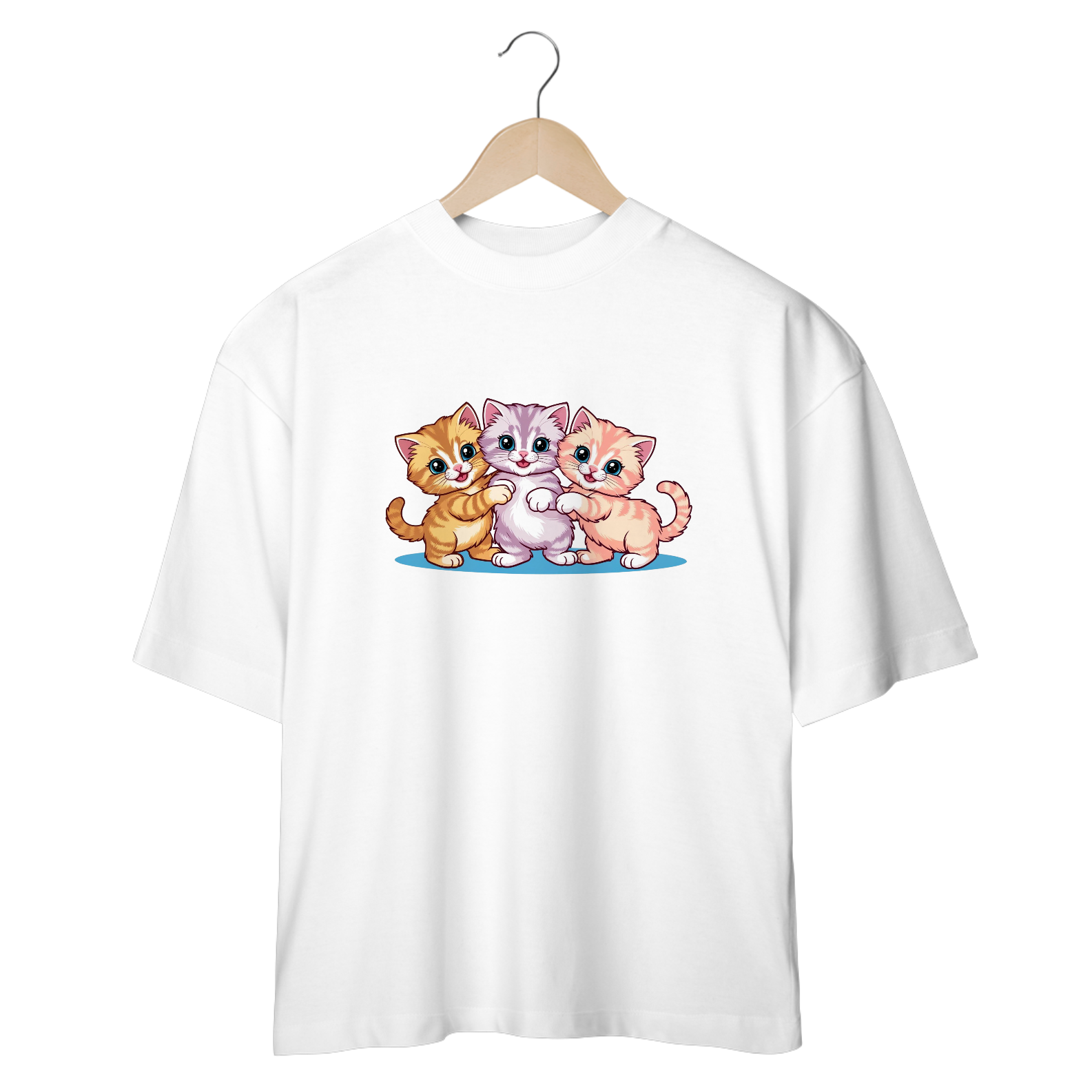 Nome do produto: CAMISETA OVERSIZED, CAT FRIENDS