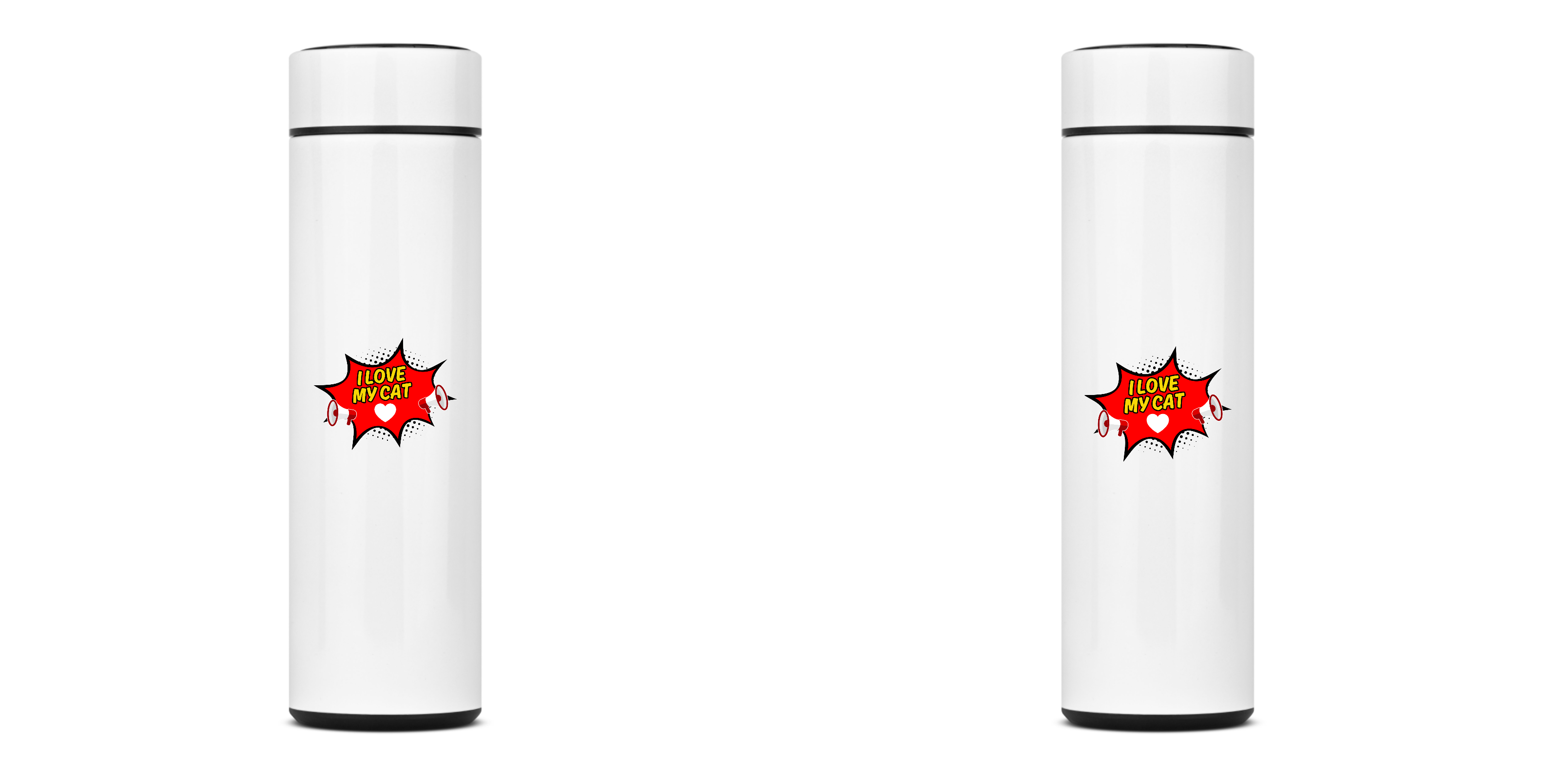 Nome do produto: GARRAFA TÉRMICA CAT FRASE, AÇO INOXIDÁVEL 40OML, FRENTE E VERSO