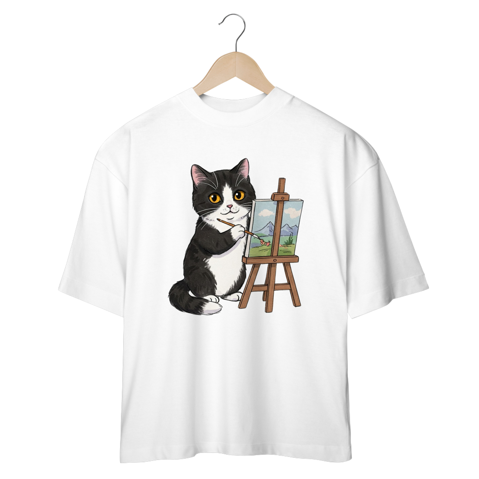 Nome do produto: CAMISETA OVERSIZED, ARTIST CAT