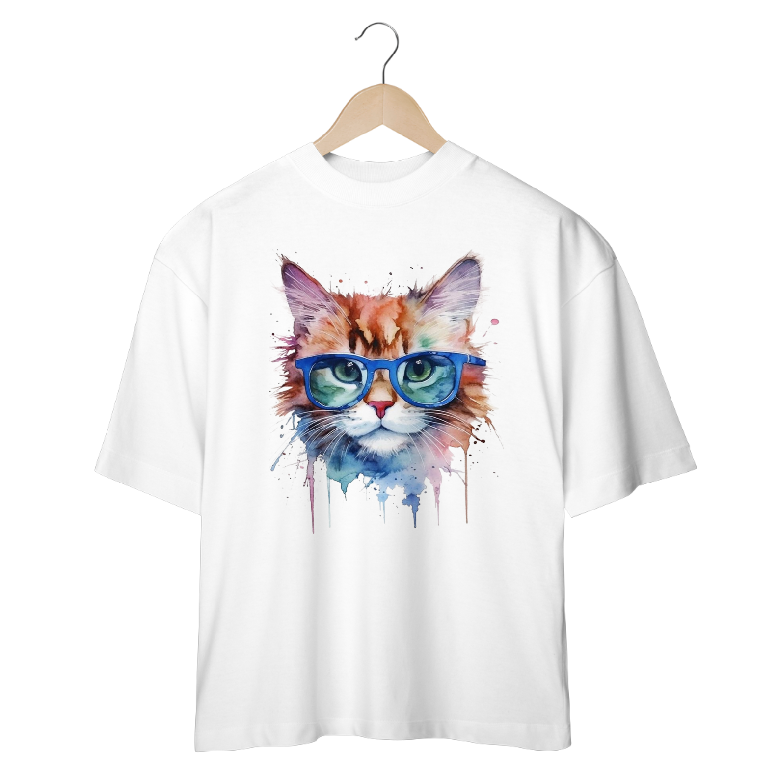 Nome do produto: CAMISETA OVERSIZED, CAT POP ART