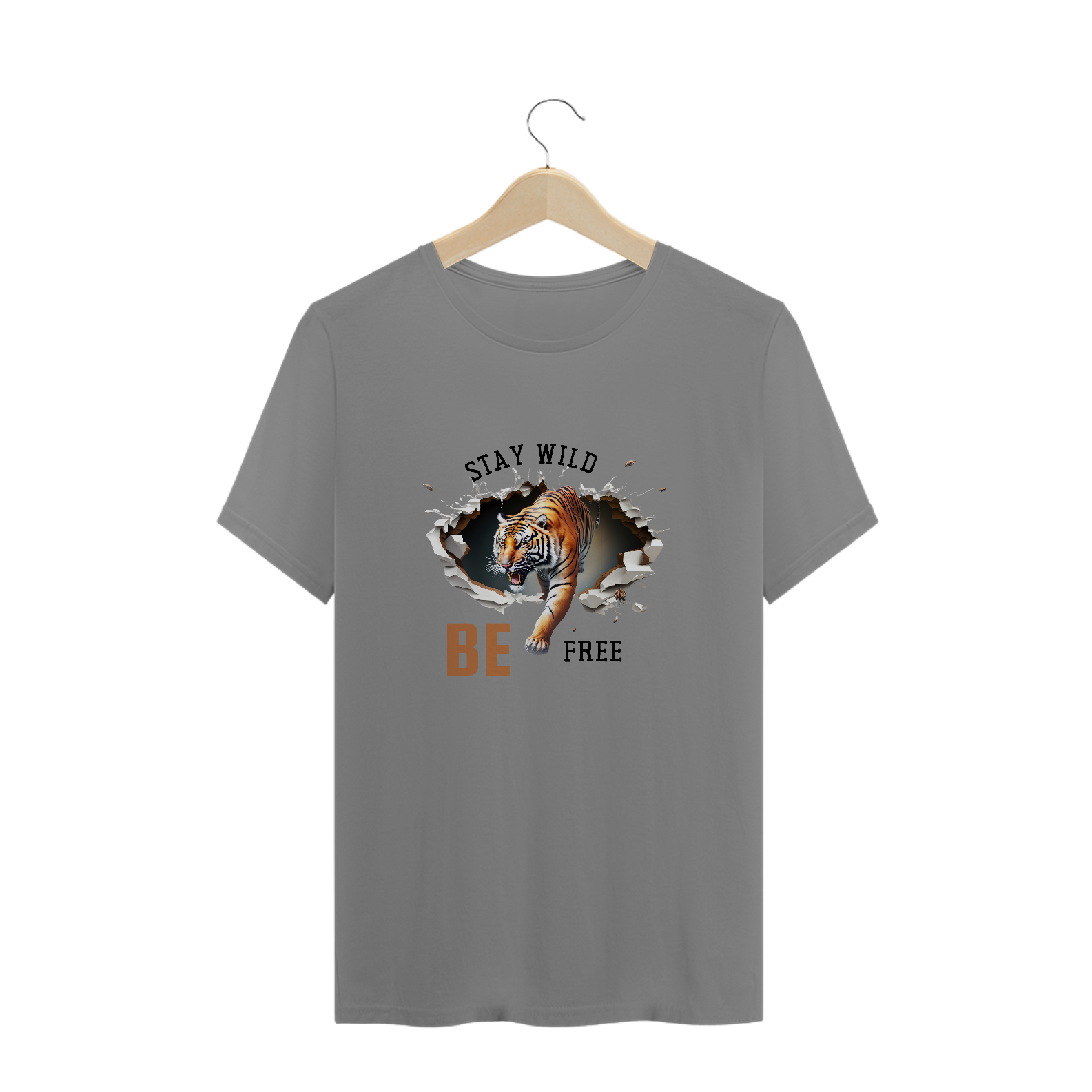 Nome do produto: CAMISETA T-SHIRT PLUS SIZE, TIGER STAY WILD BE FREE