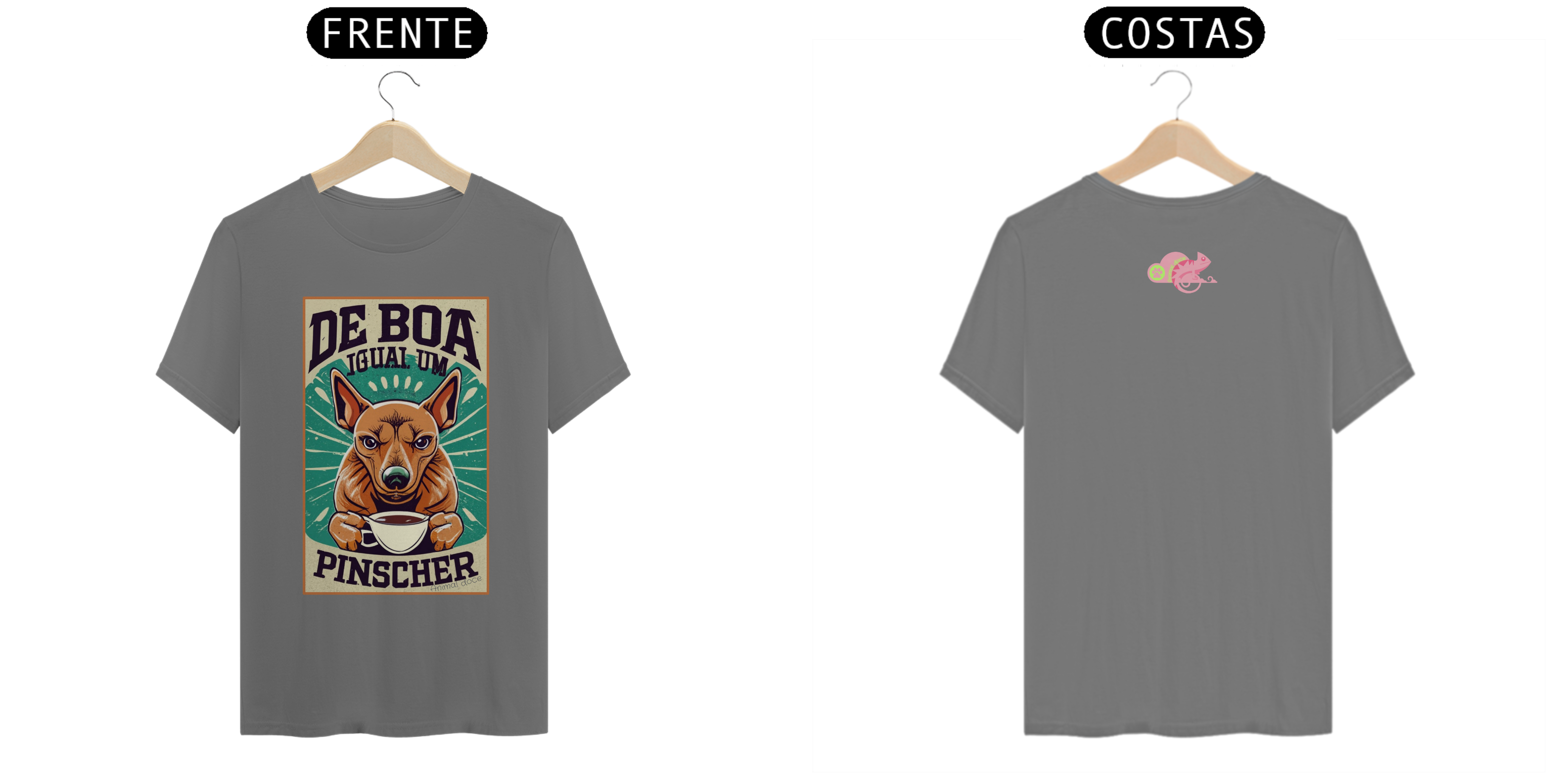 Nome do produto: CAMISETA T-SHIRT ESTONADA F/V, DOG DE BOA IGUAL UM PINSCHER 