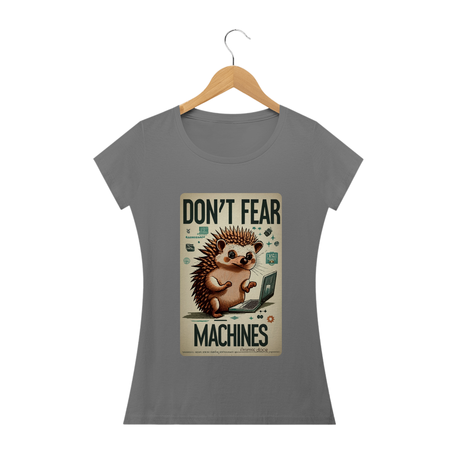 Nome do produto: CAMISETA BABY LONG ESTONADA, HEDGEHOG DON\'T FEAR MARCHINES