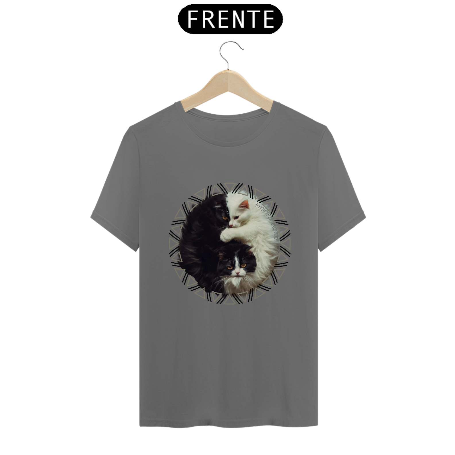 Nome do produto: CAMISETA T-SHIRT ESTONADA, CAT YIN YANG