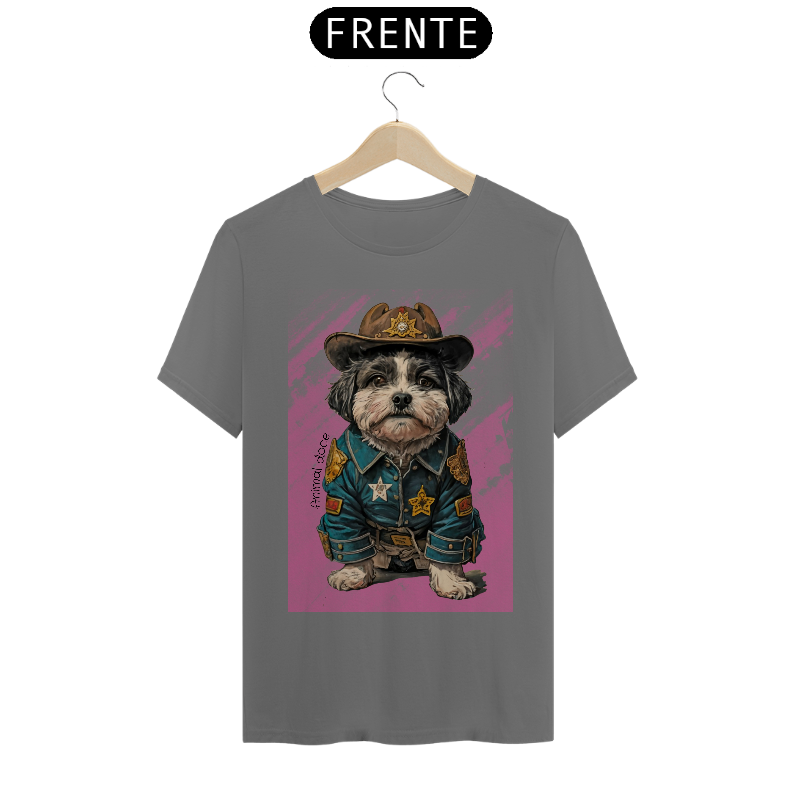 Nome do produto: CAMISETA T-SHIRT ESTONADA, DOG CHEETOS XERIFE 