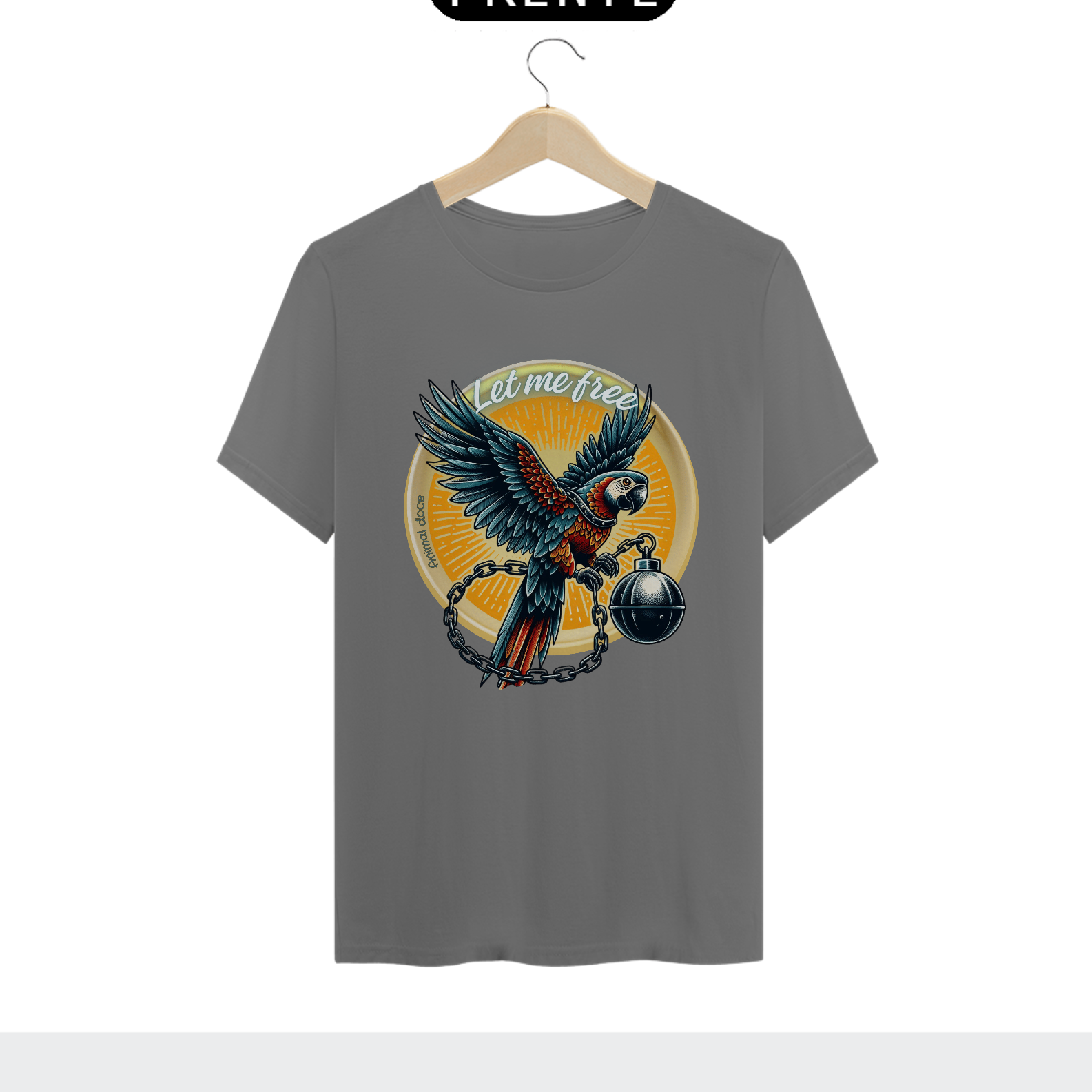 Nome do produto: CAMISETA TSHIRT ESTONADA ARARA, LET ME FREE