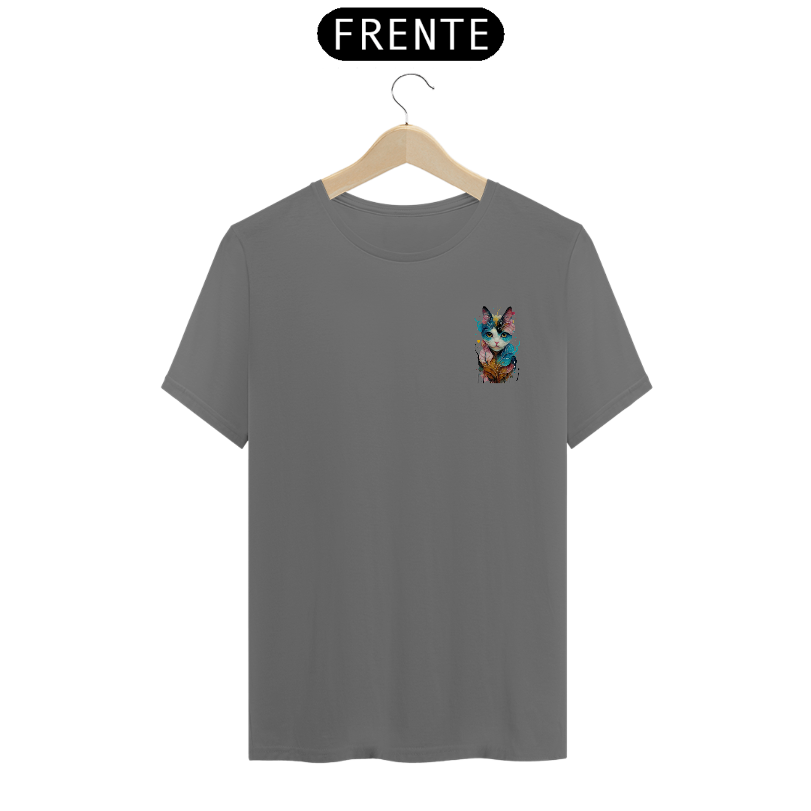 Nome do produto: CAMISETA T-SHIRT ESTONADA MINIMALISTA, CAT POP ART