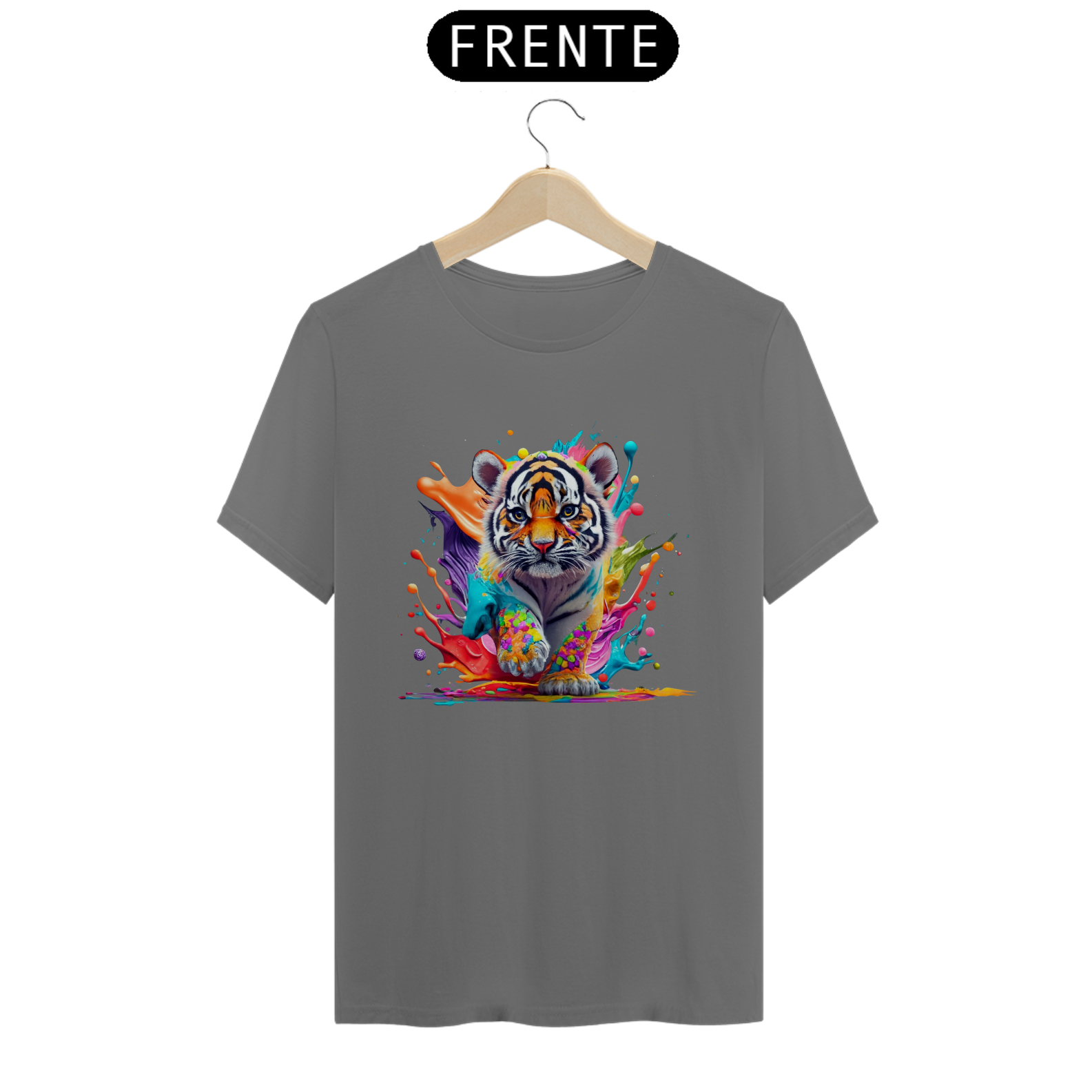 Nome do produto: CAMISETA T-SHIRT ESTONADA, COLORFUL TIGER