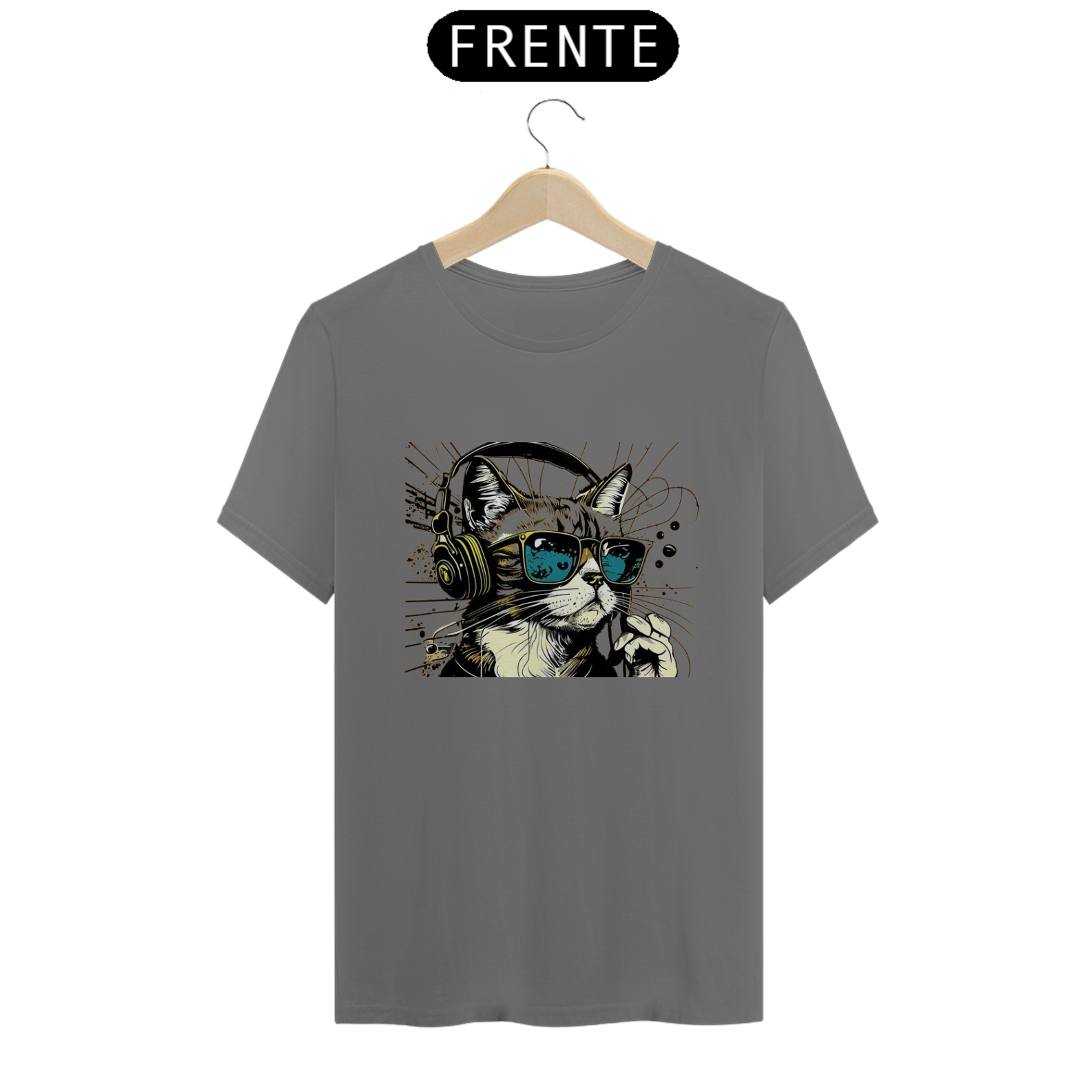 Nome do produto: CAMISETA T-SHIRT ESTONADA, CAT MUSIC