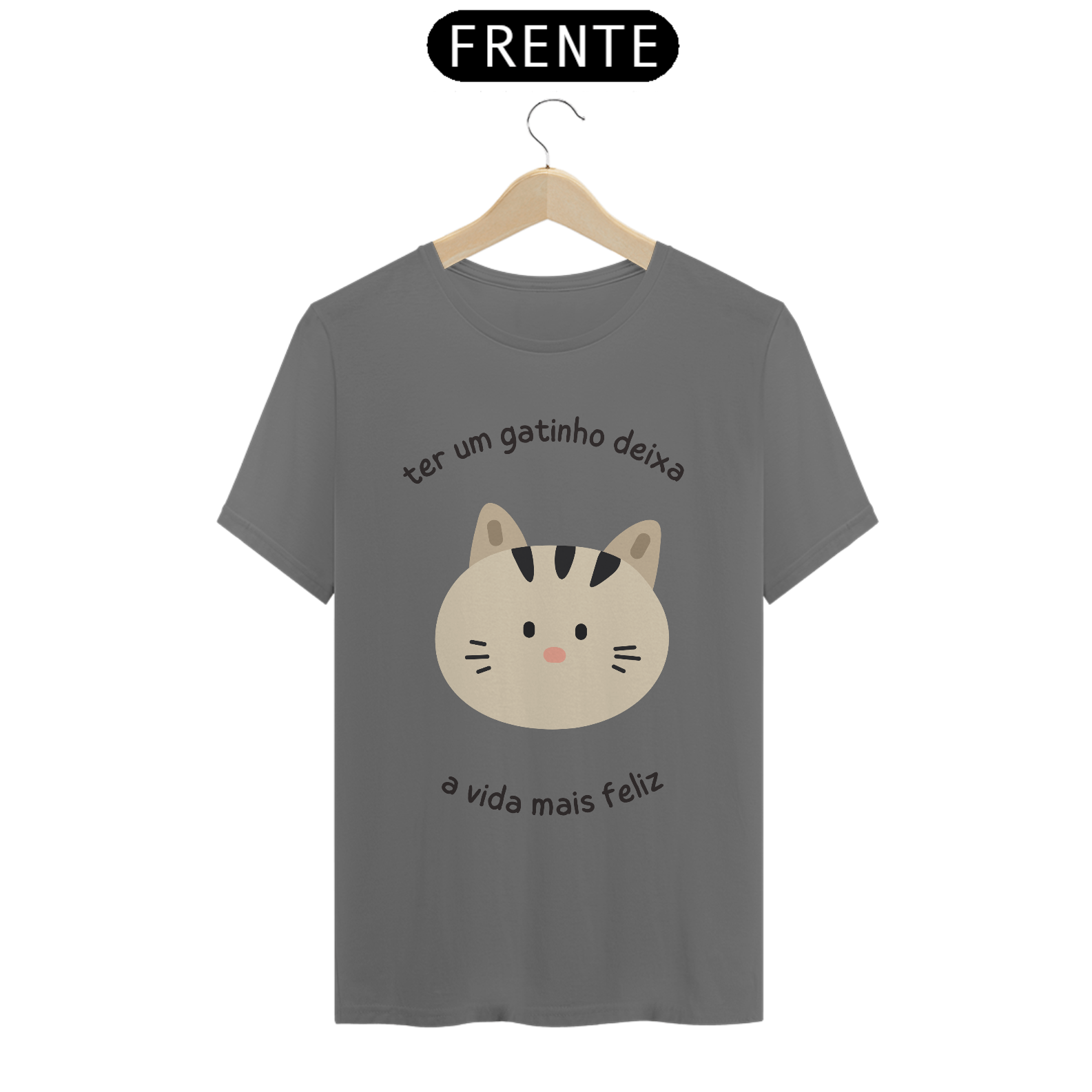 Nome do produto: CAMISETA T-SHIRT ESTONADA, CAT FRASES