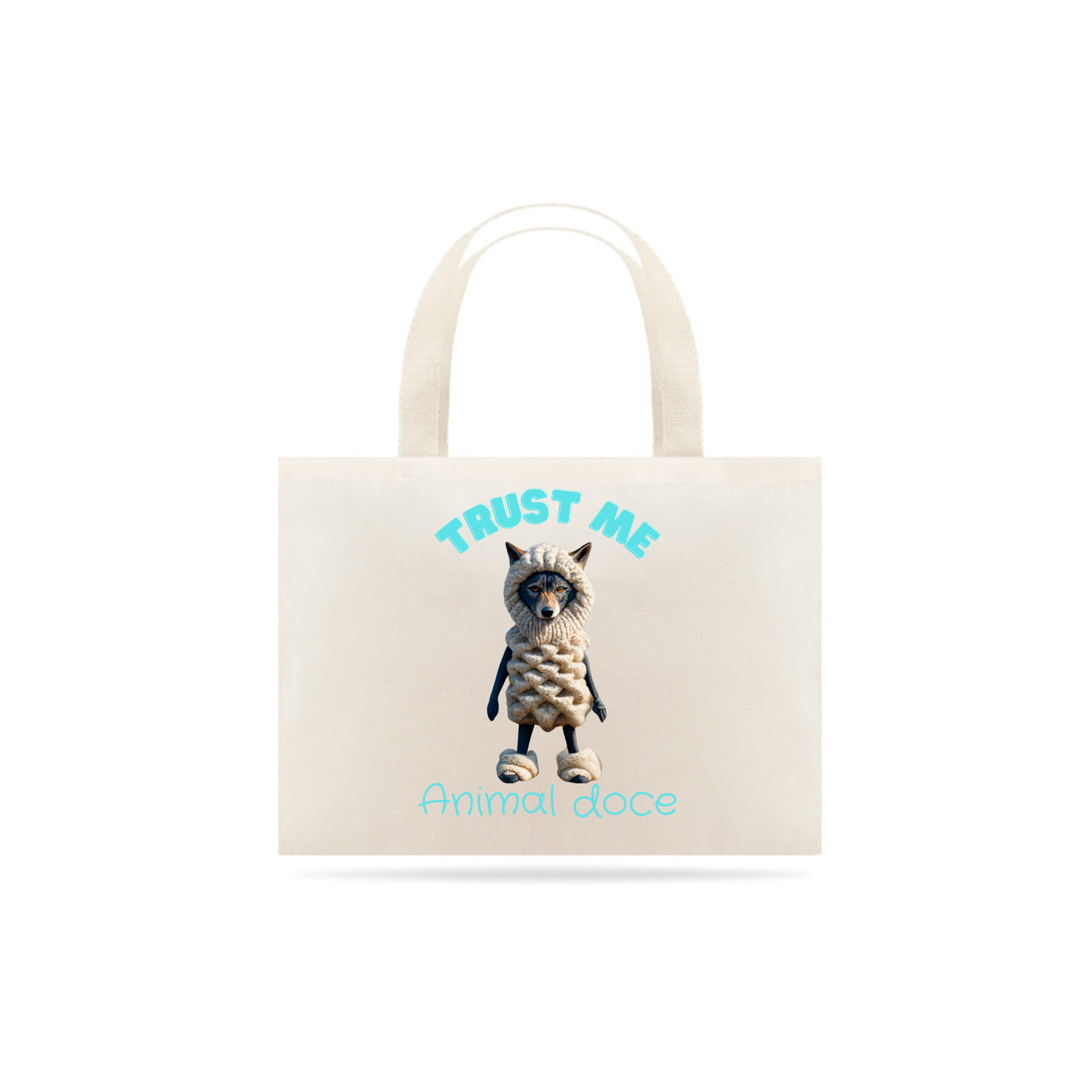 Nome do produto: ECOBAG GRANDE CRU, LOBO EM PELE DE CORDEIRO,TRUST ME, 100 % ALGODAO