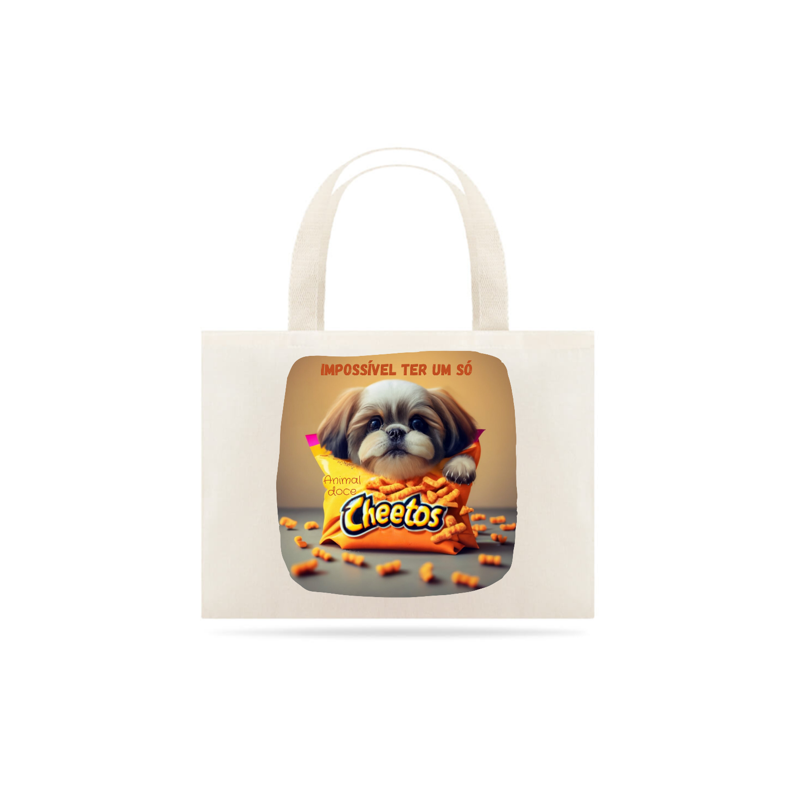 Nome do produto: ECOBAG GRANDE CRU, DOG CHEETOS IMPOSSIVEL  TER SO UM, 100% ALGODAO