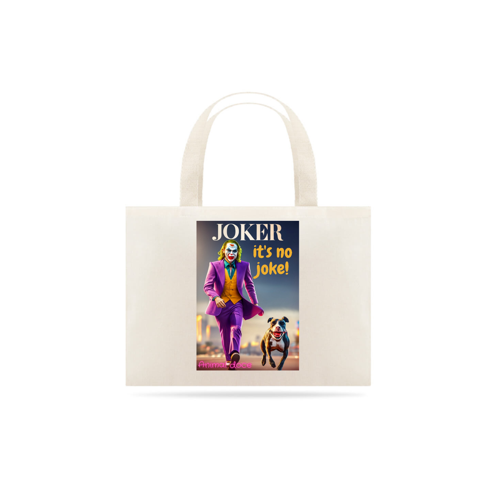 Nome do produto: ECOBAG GRANDE CRU, DOG JOKER, 100% ALGODAO
