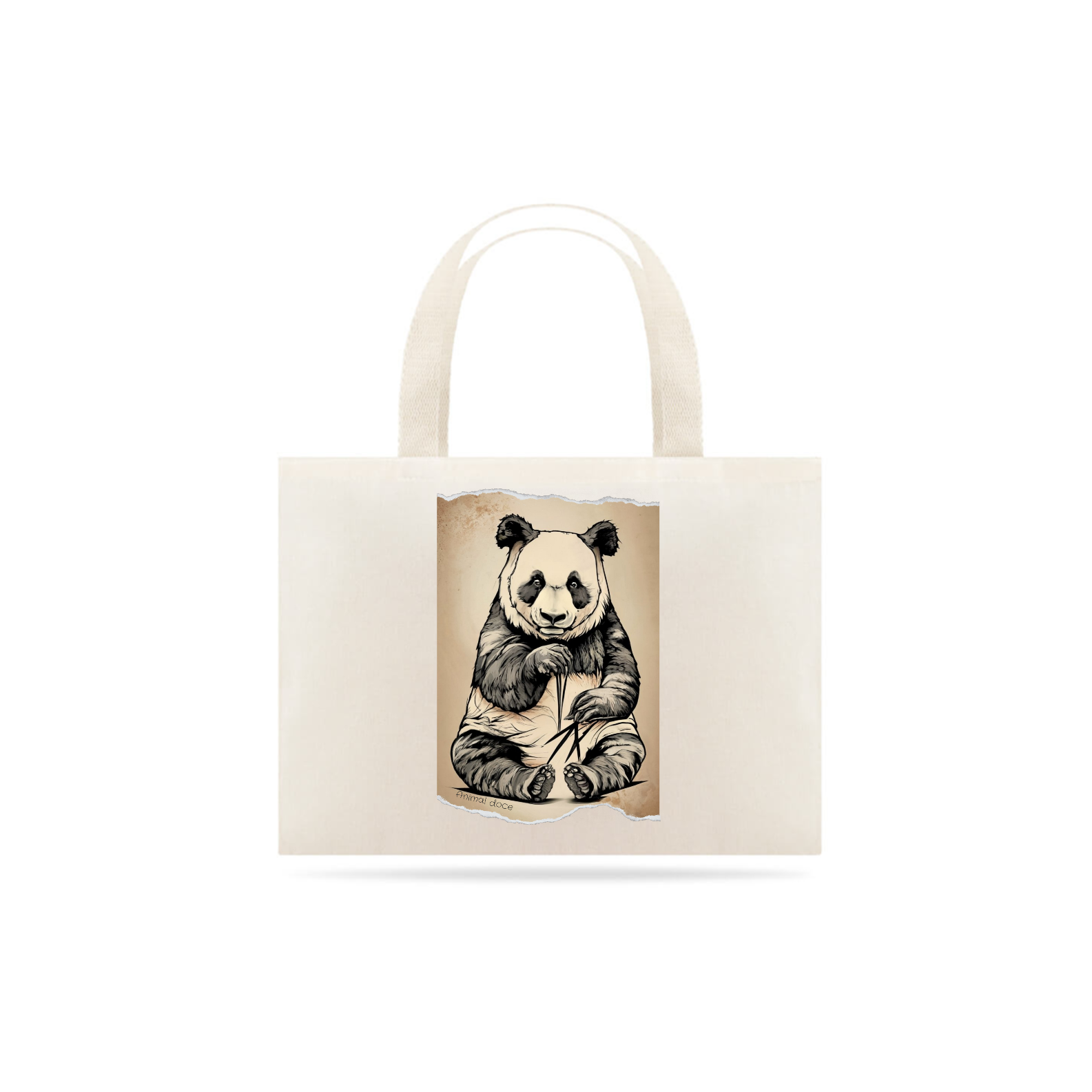 Nome do produto: ECOBAG GRANDE CRU, PANDA PB, 100% ALGODAO