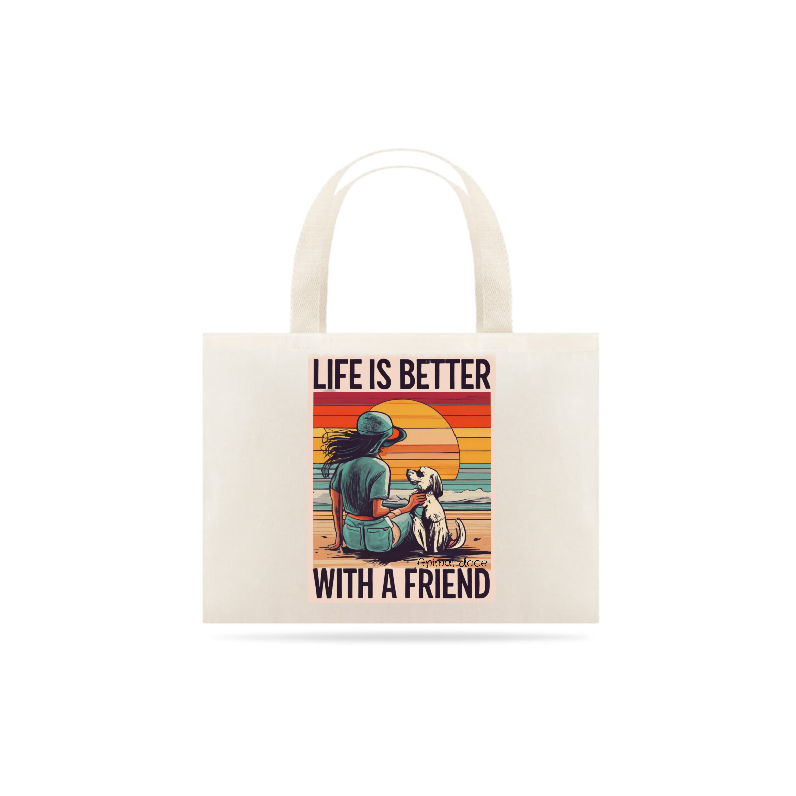 Nome do produto: ECOBAG GRANDE CRU, LIFE IS BETTER, 100% ALGODAO