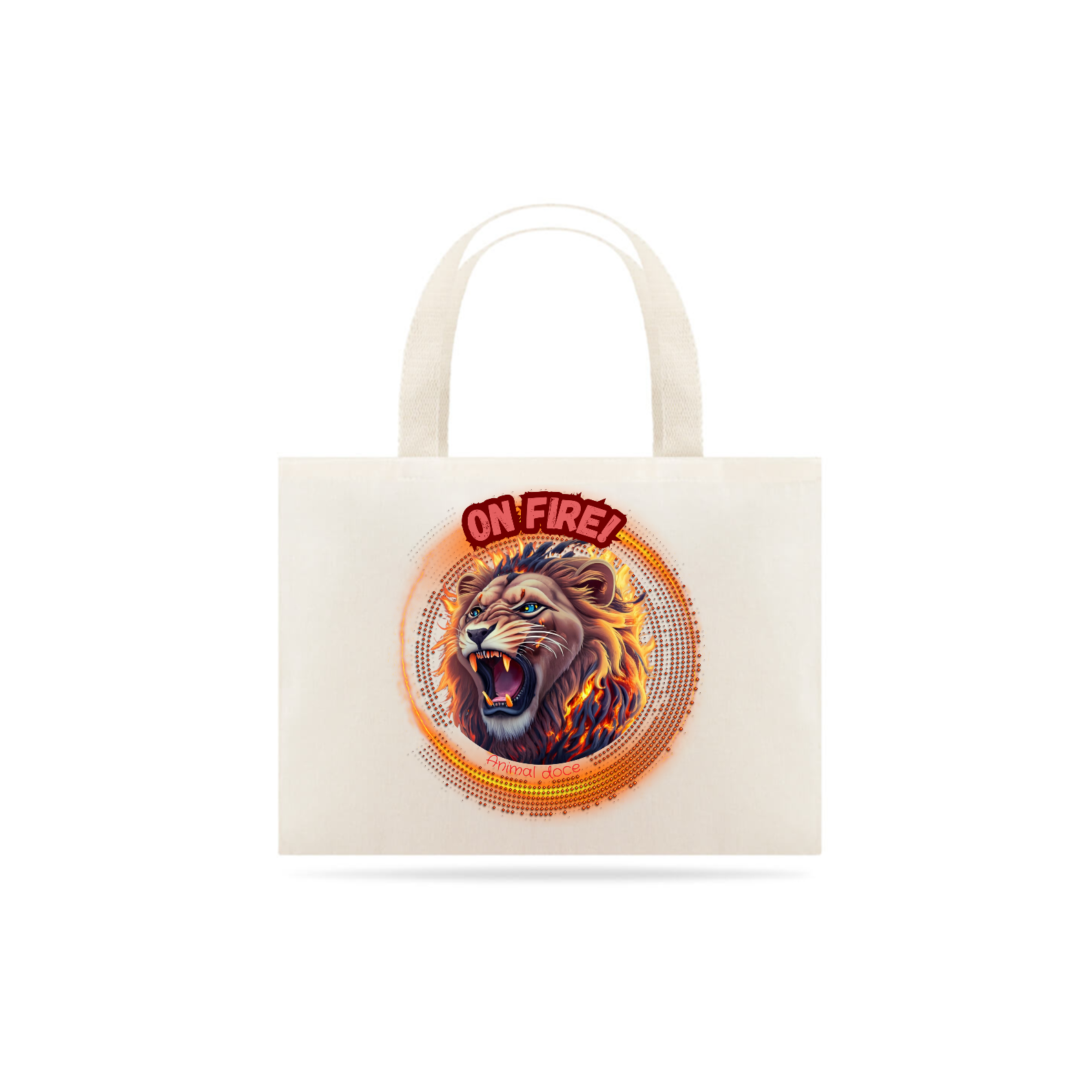 Nome do produto: ECOBAG GRANDE CRU, LION ON FIRE, 100% ALGODAO