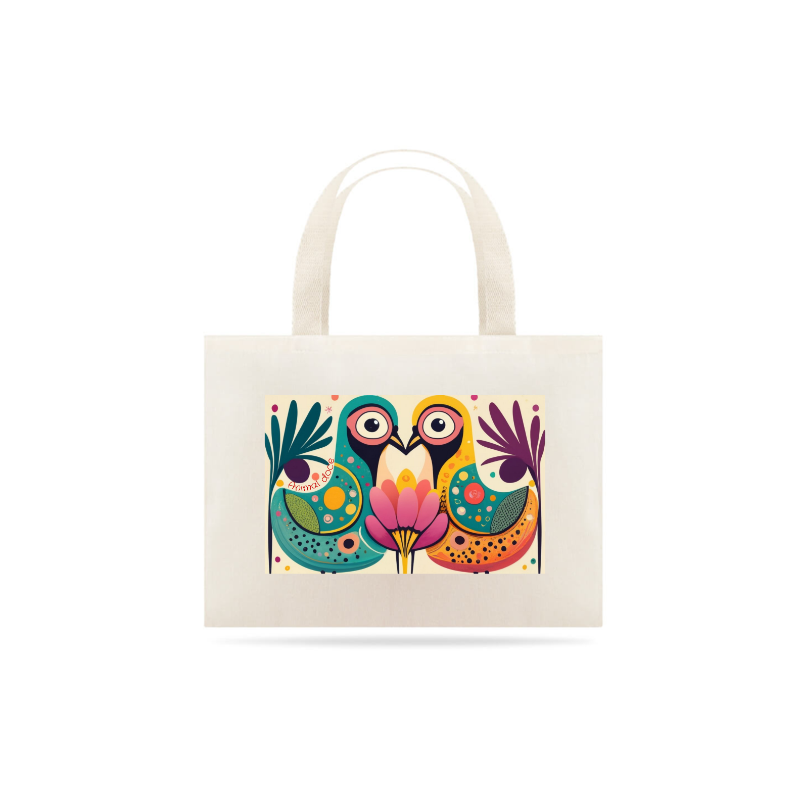 Nome do produto: ECOBAG GRANDE CRU, COLORFUL BIRDS, 100%ALGODAO