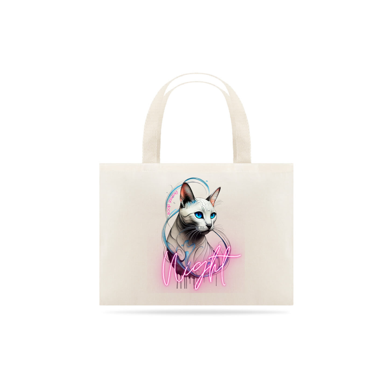 Nome do produto: ECOBAG GRANDE CRU, CAT NIGHT, 100%ALGOAO