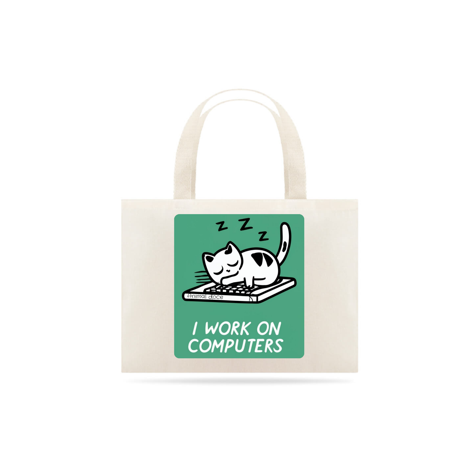 Nome do produto: ECOBAG GRANDE CRU CAT  GEEK, I WORK ON COMPUTERS, 100%ALGODAO