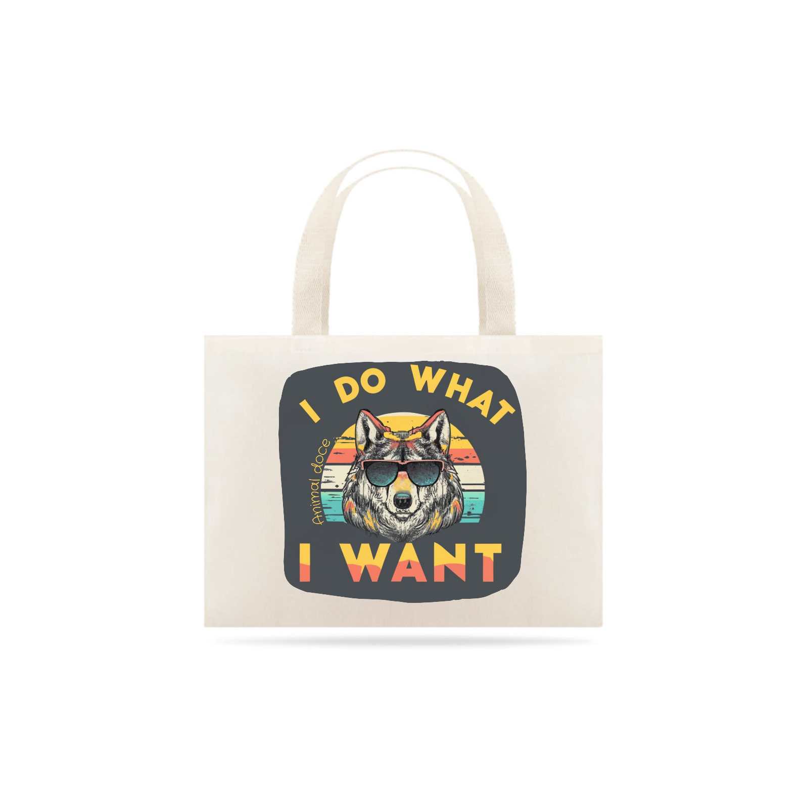 Nome do produto: ECOBAG GRANDE CRU WOLF, I DO WHAT I WANT, 100%ALGODAO.