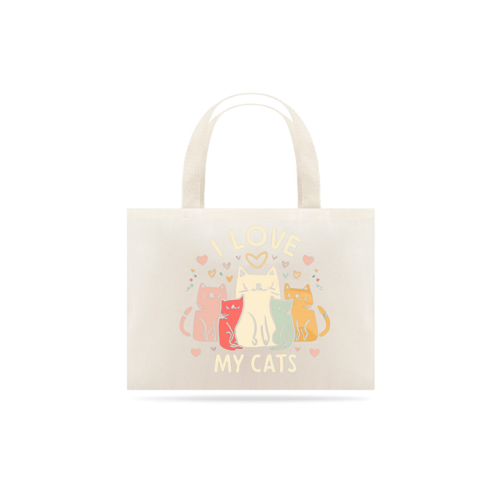 Nome do produto: ECOBAG GRANDE CRU, I LOVE MY CATS, 100%ALGODAO.