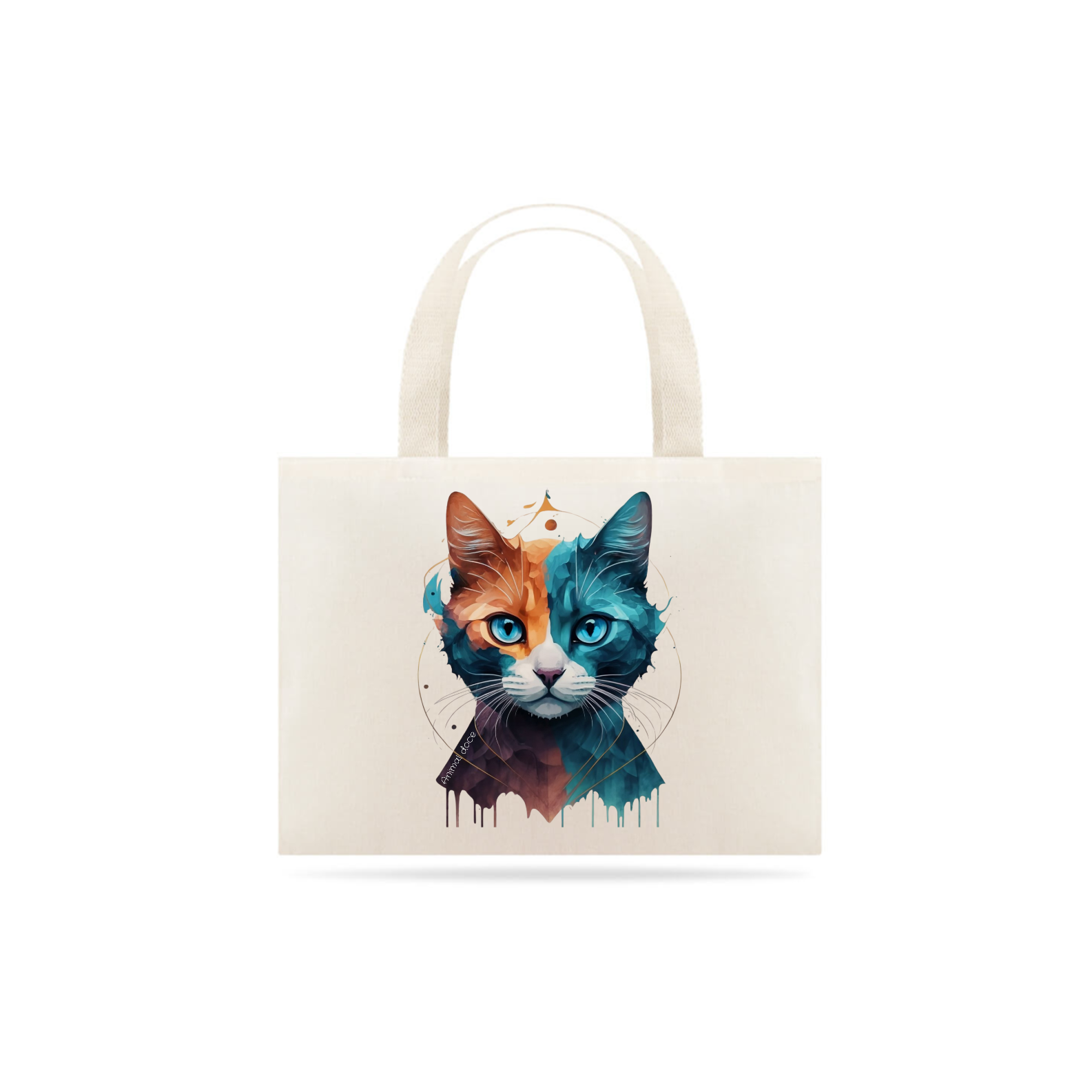 Nome do produto: ECOBAG GRANDE CRU, COLORFUL CAT, 100%ALGODAO