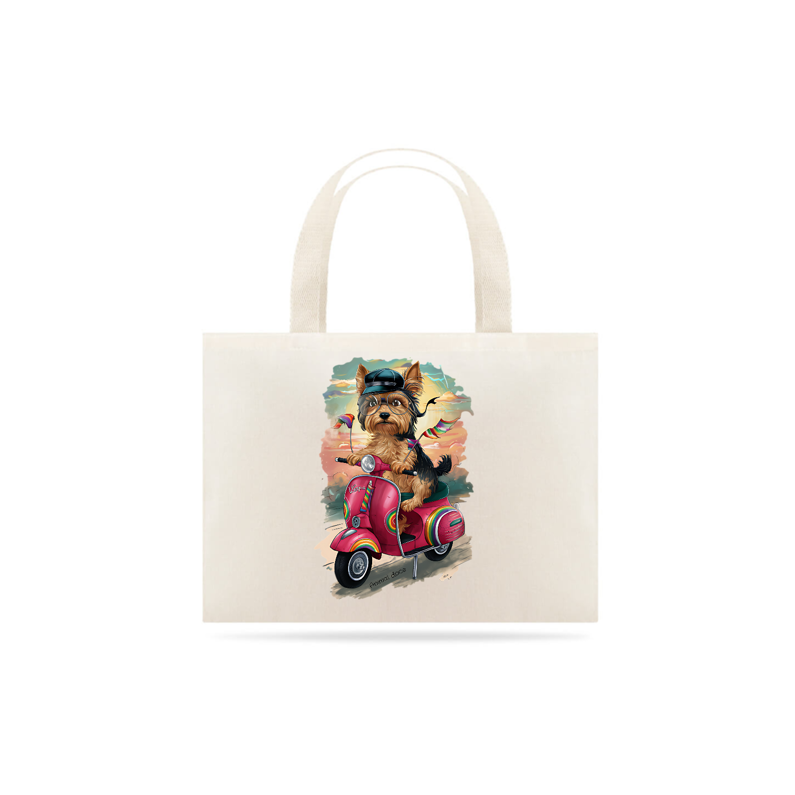 Nome do produto: ECOBAG GRANDE CRU, DOG YORKSHIRE TERRIER VESPA, 100%ALGODAO