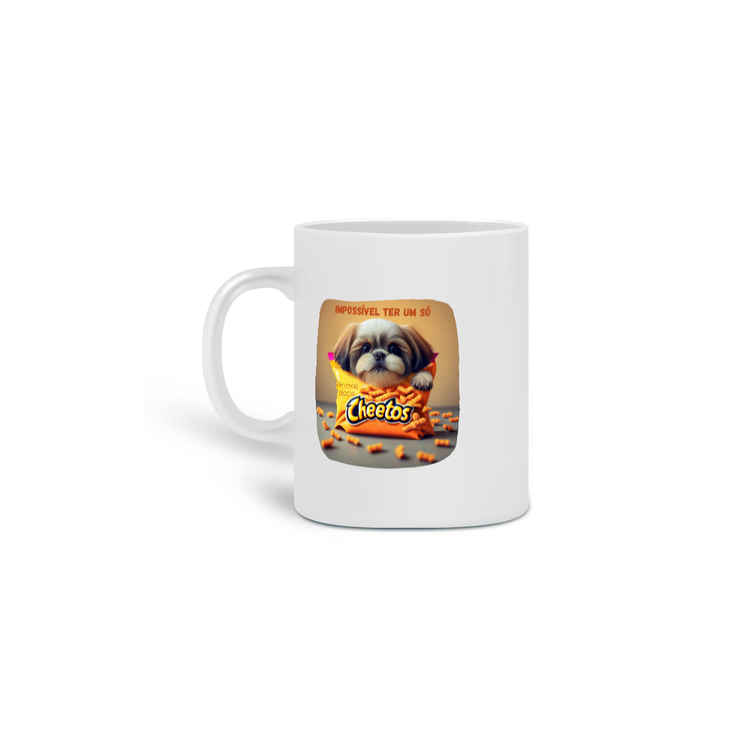 Nome do produto: CANECA PERSONALIZADA CRIATIVA EM CERÂMICA, 325ML C/02 LADOS DOG CHEETOS IMPOSSIVEL TER SO UM 